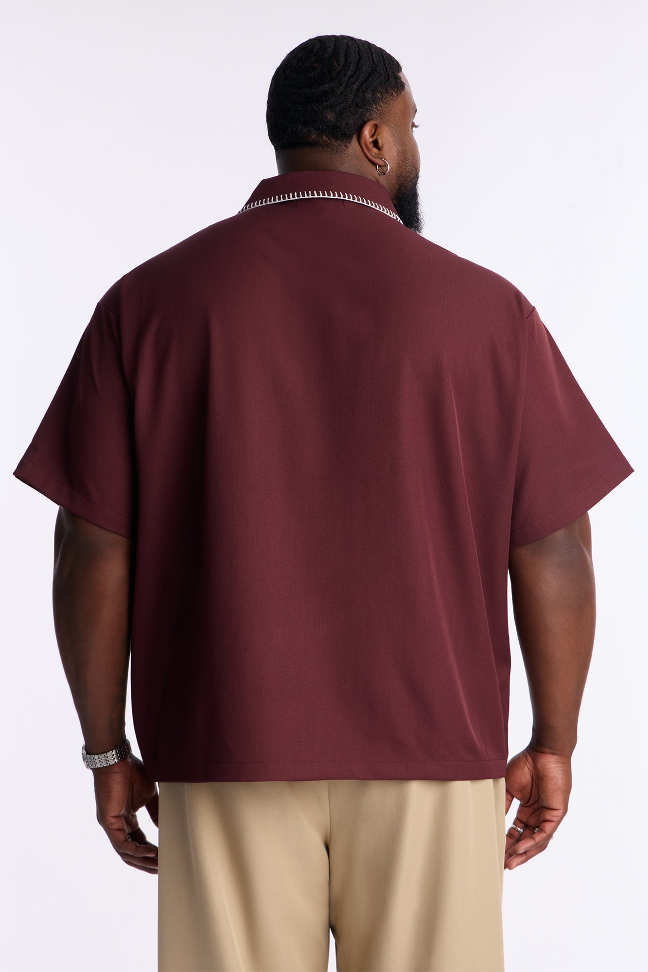Hyde Stitch Polo - Burgundy Fashion Nova