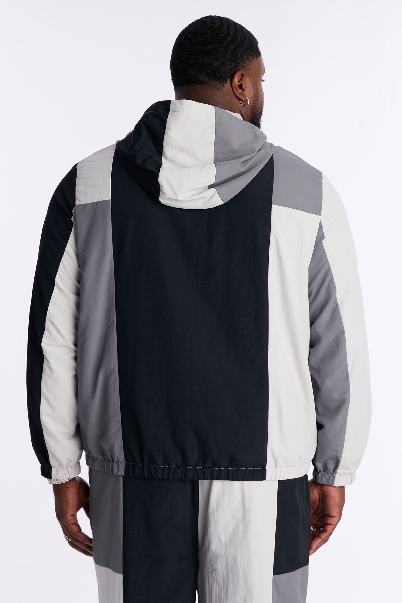 Relaxed Axel Color Block Funnel Neck Hooded Tech Jacket - Black Fashion Nova