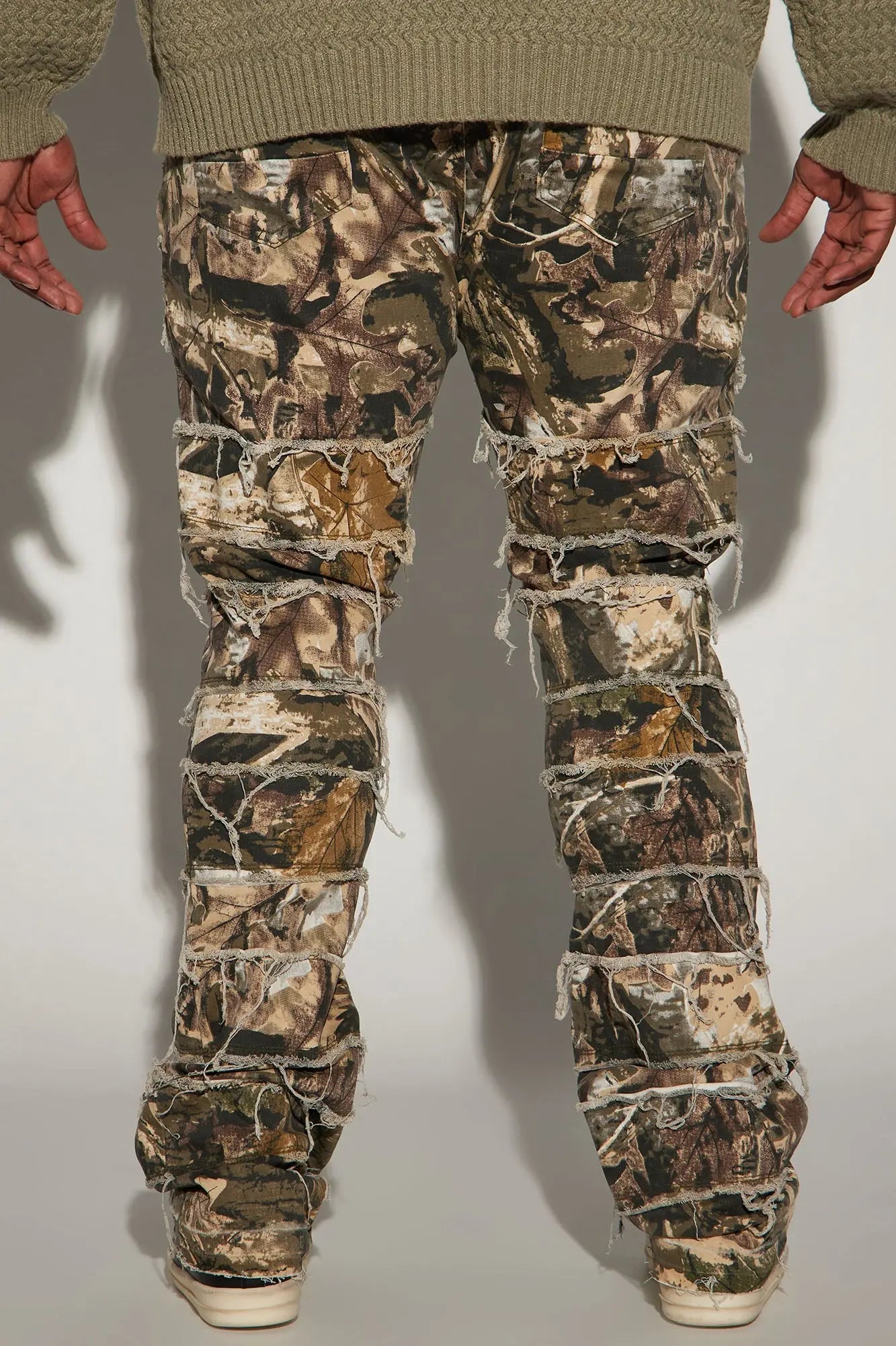All Around Fray Stacked Skinny Flare Pants - Brown/combo Fashion Nova