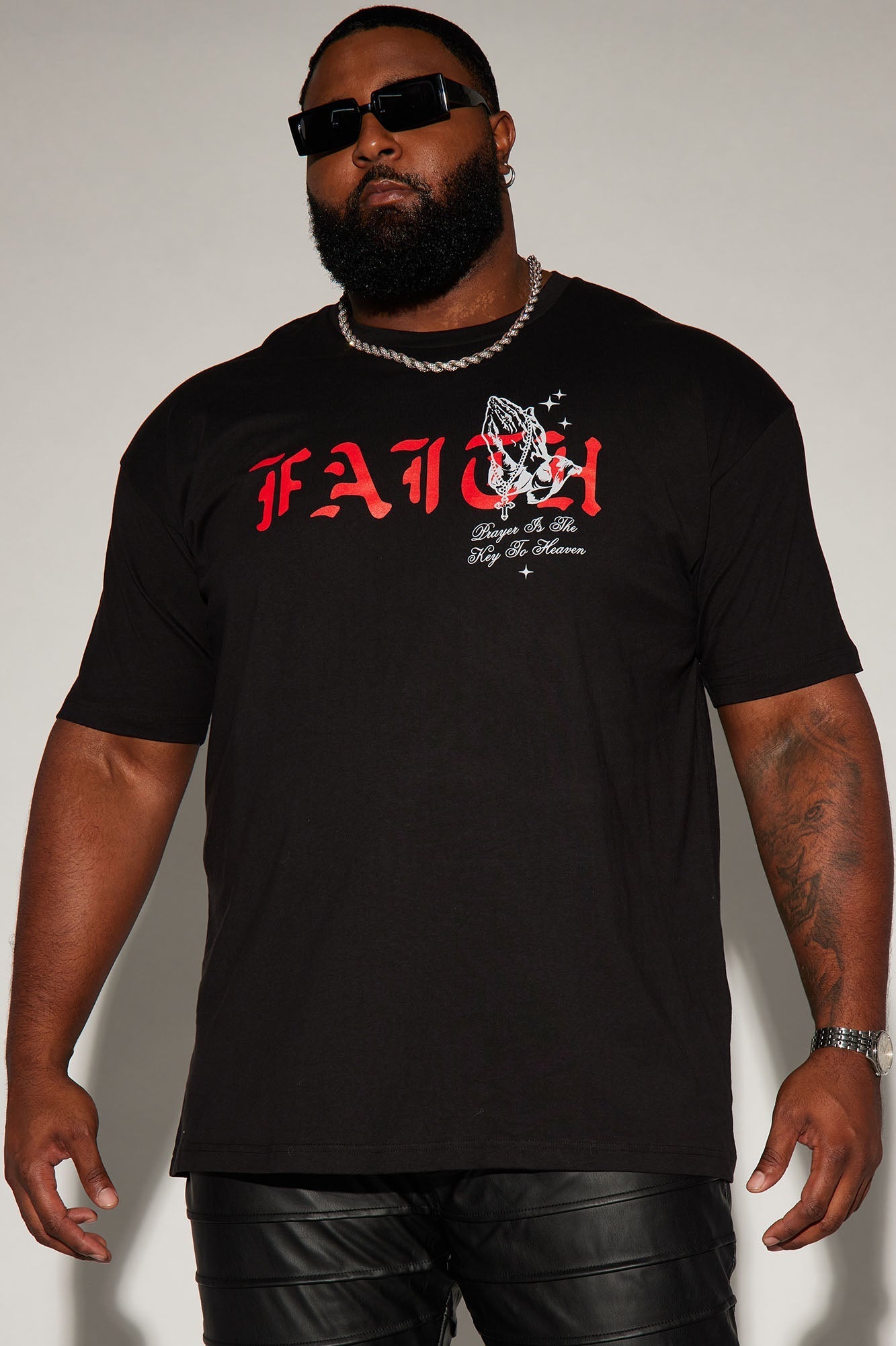 Blessed With Faith Short Sleeve Tee - Black Fashion Nova