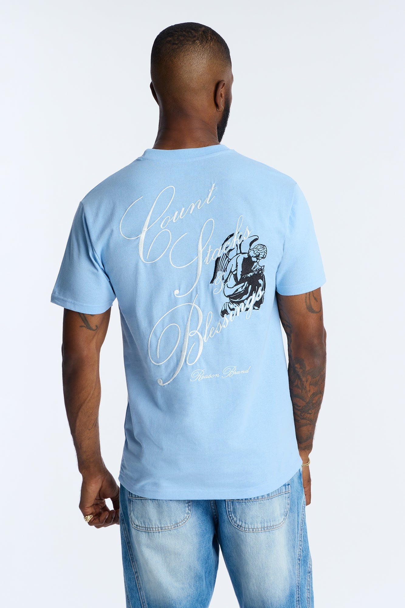 Angelic Blessings Short Sleeve Tee - Light Blue Fashion Nova