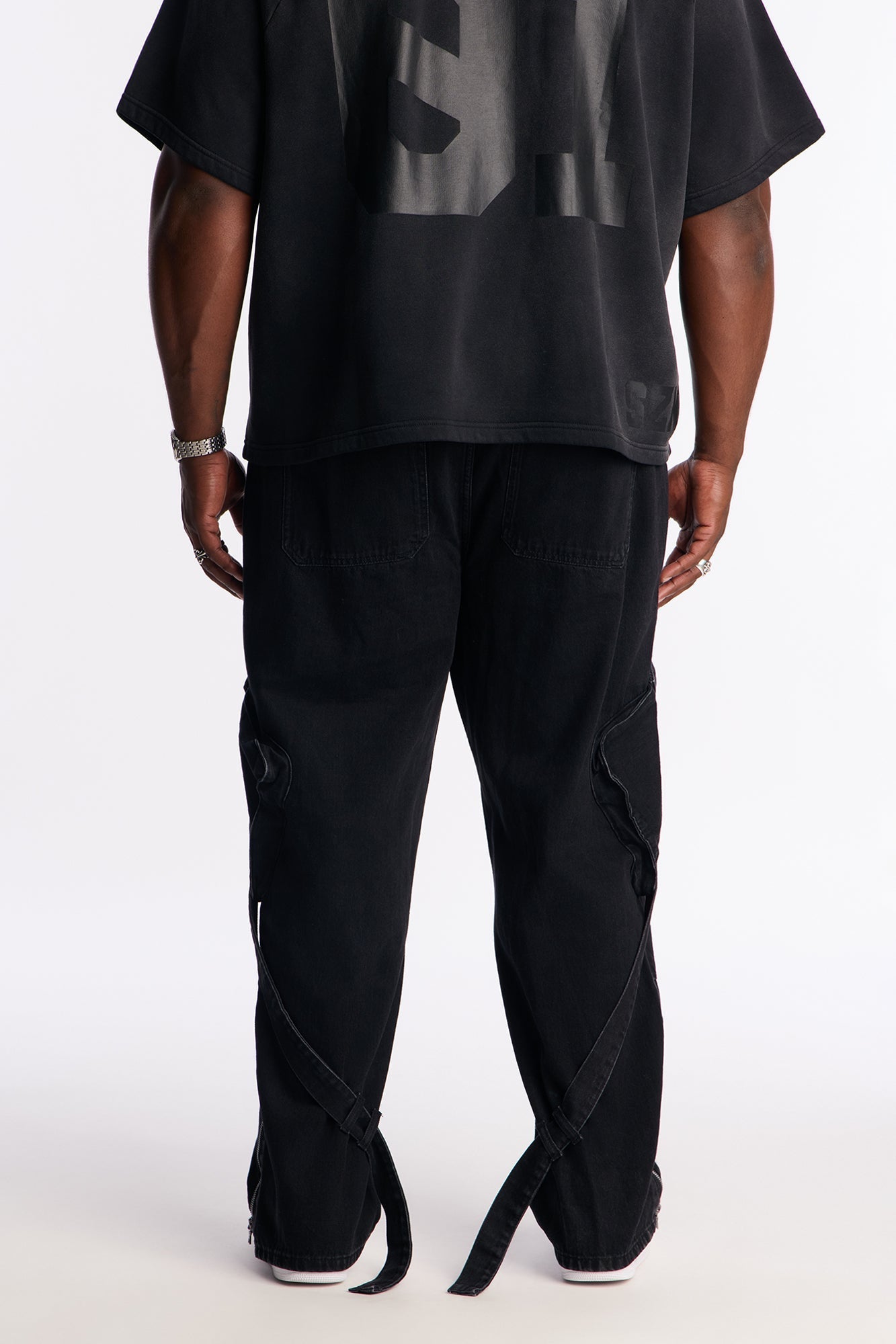 Relaxed Straight Paneled Cargo Jean - Black Wash Fashion Nova