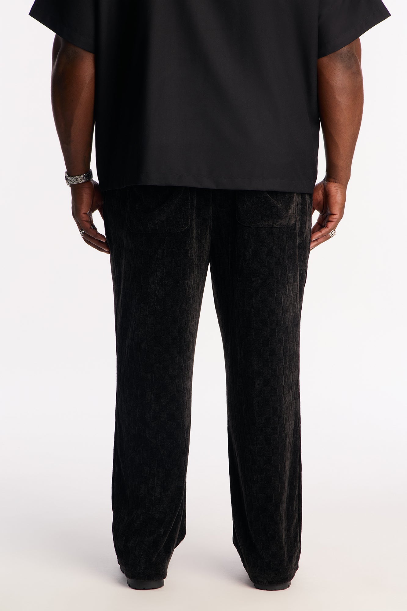 Straight Chenille Textured Pant - Black Fashion Nova