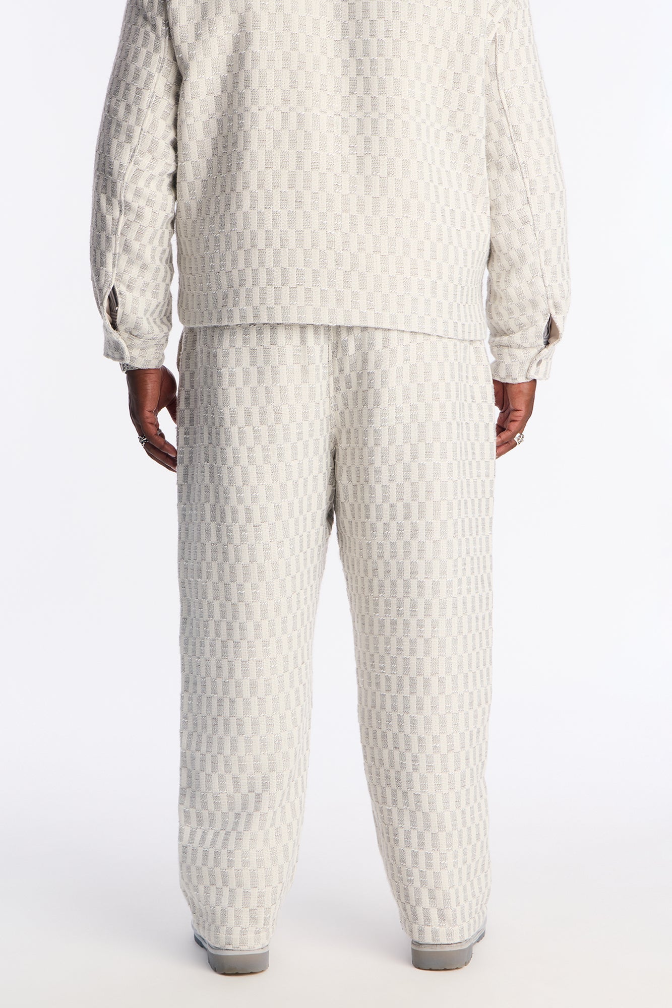 Slim Slit Flare Checker Pant - Cream Fashion Nova