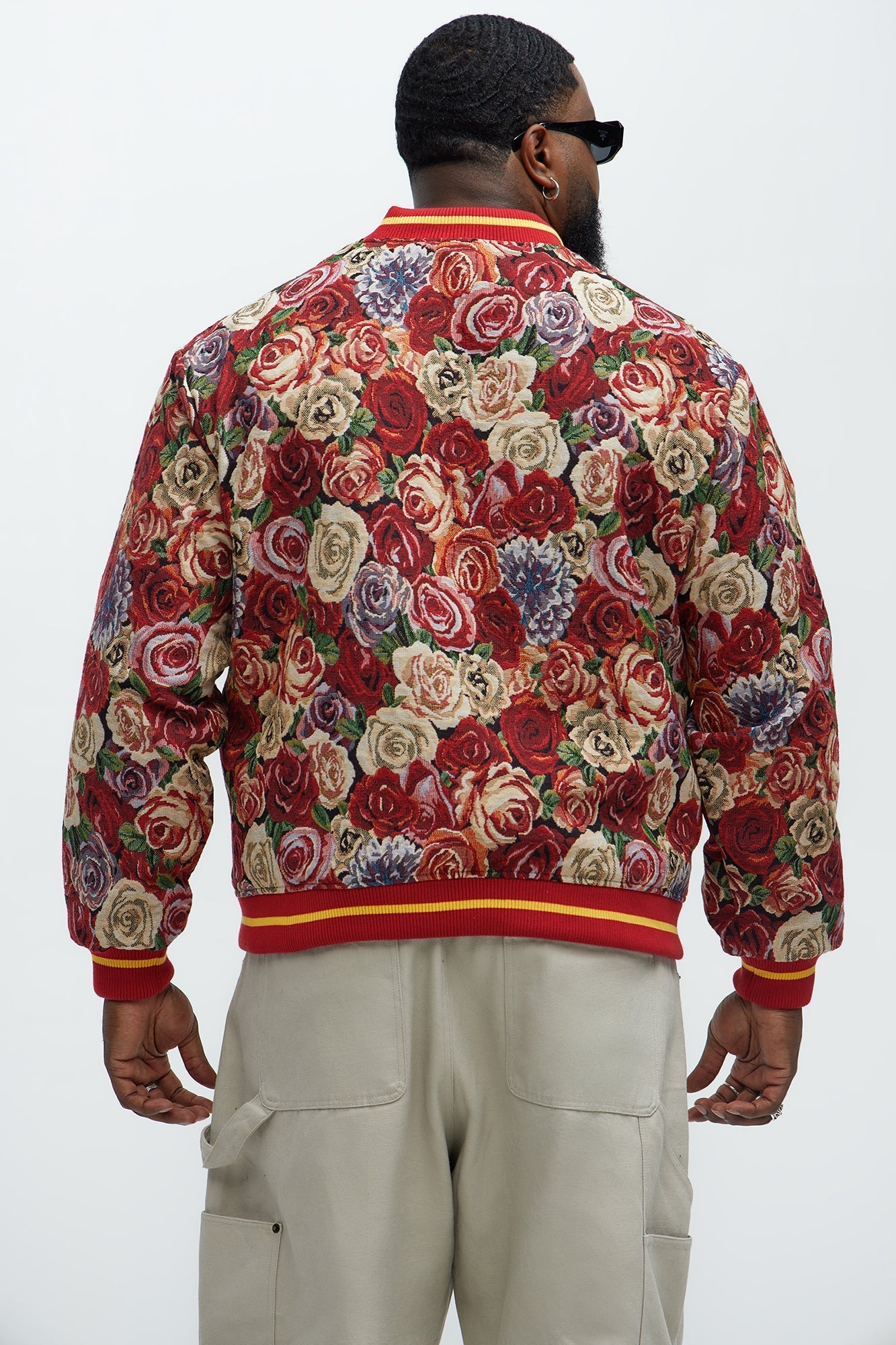 Ditson Tapestry Varsity Jacket - Red/combo Fashion Nova