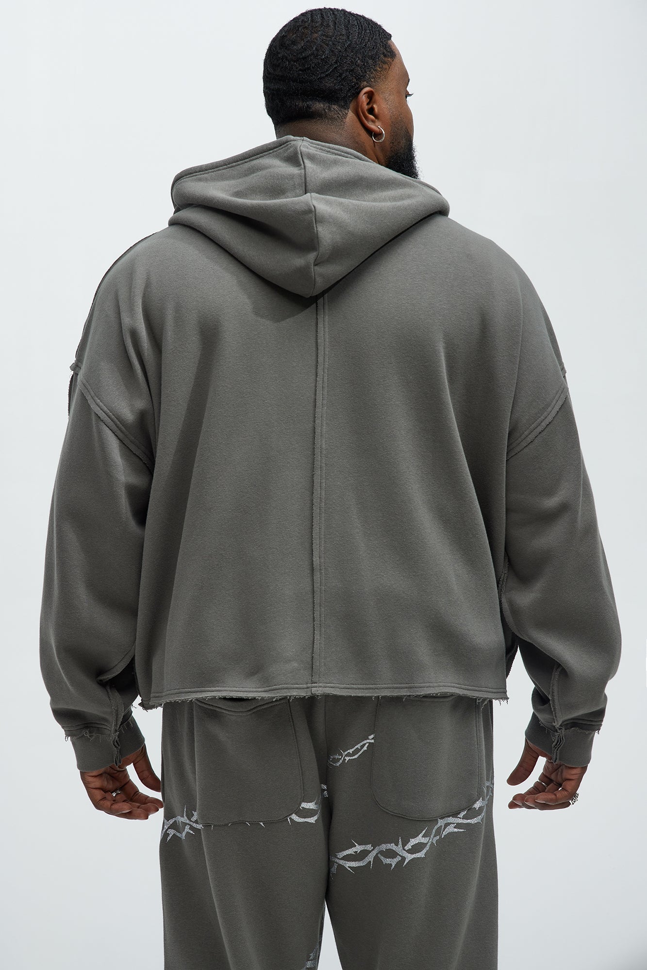 Tyson Oversized Cropped Zip Up Hoodie - Grey Fashion Nova