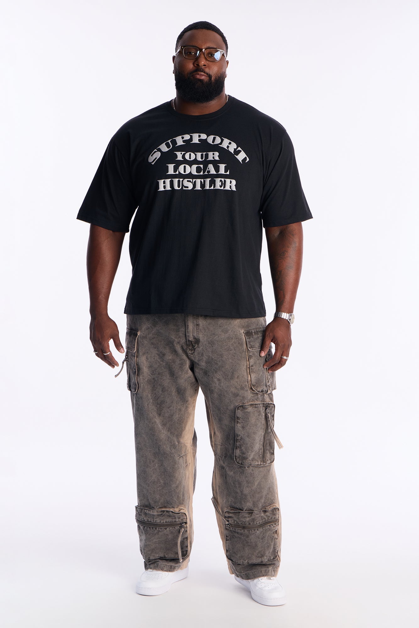 Support Your Local Hustler Oversized Short Sleeve Tee - Black Fashion Nova