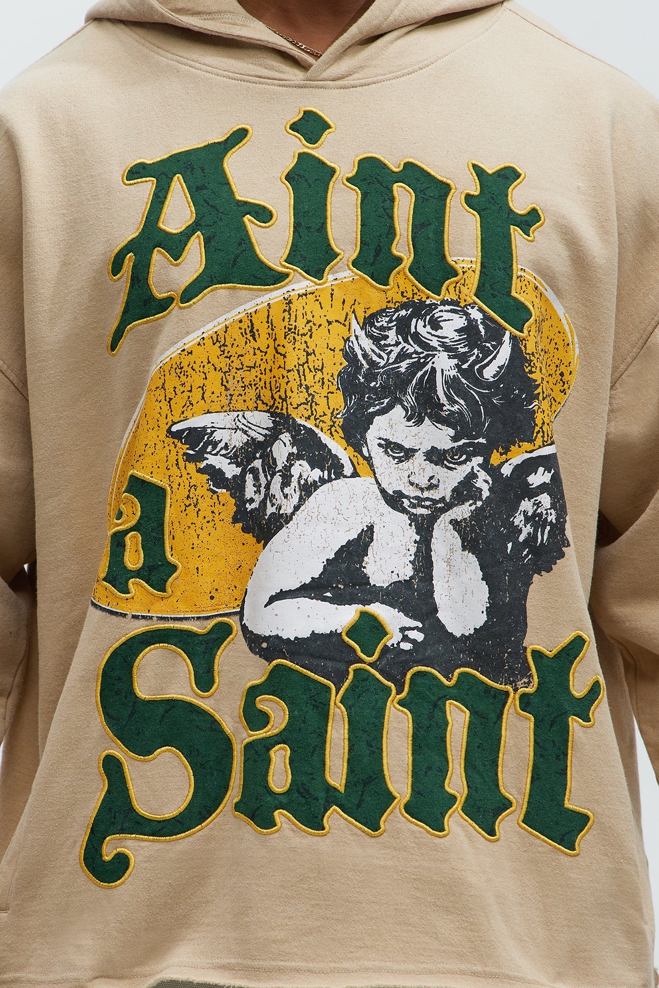 Aint A Saint Hoodie - Khaki Fashion Nova