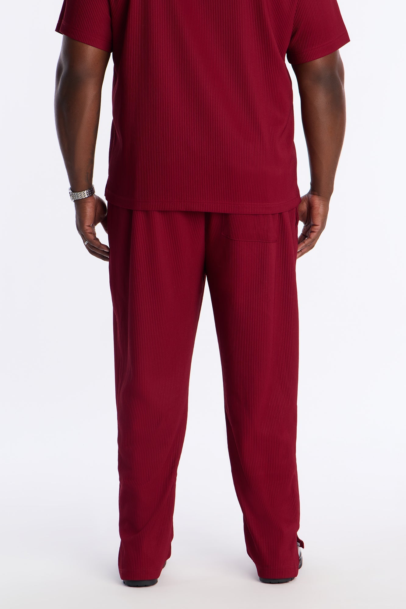 Show Up Slim Slit Pants - Burgundy Fashion Nova
