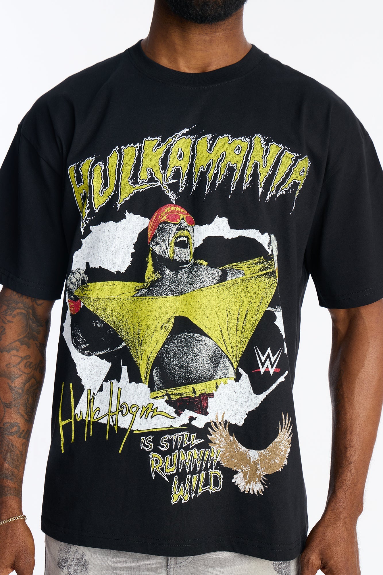 Hulk Hogan HULKAMANIA Premium Short Sleeve Tee - Black Fashion Nova