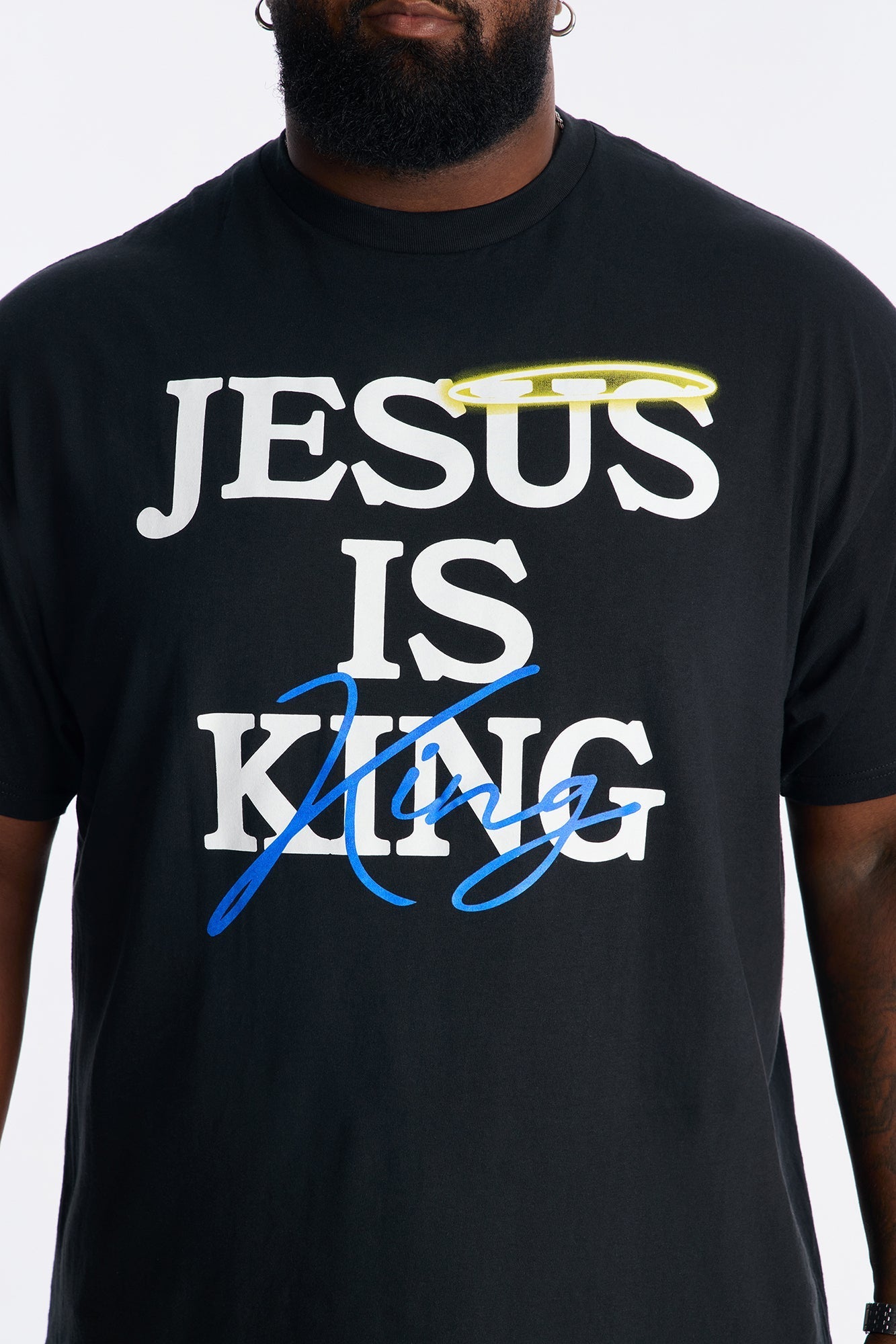 Jesus Is King Amen Short Sleeve Tee - Black Fashion Nova