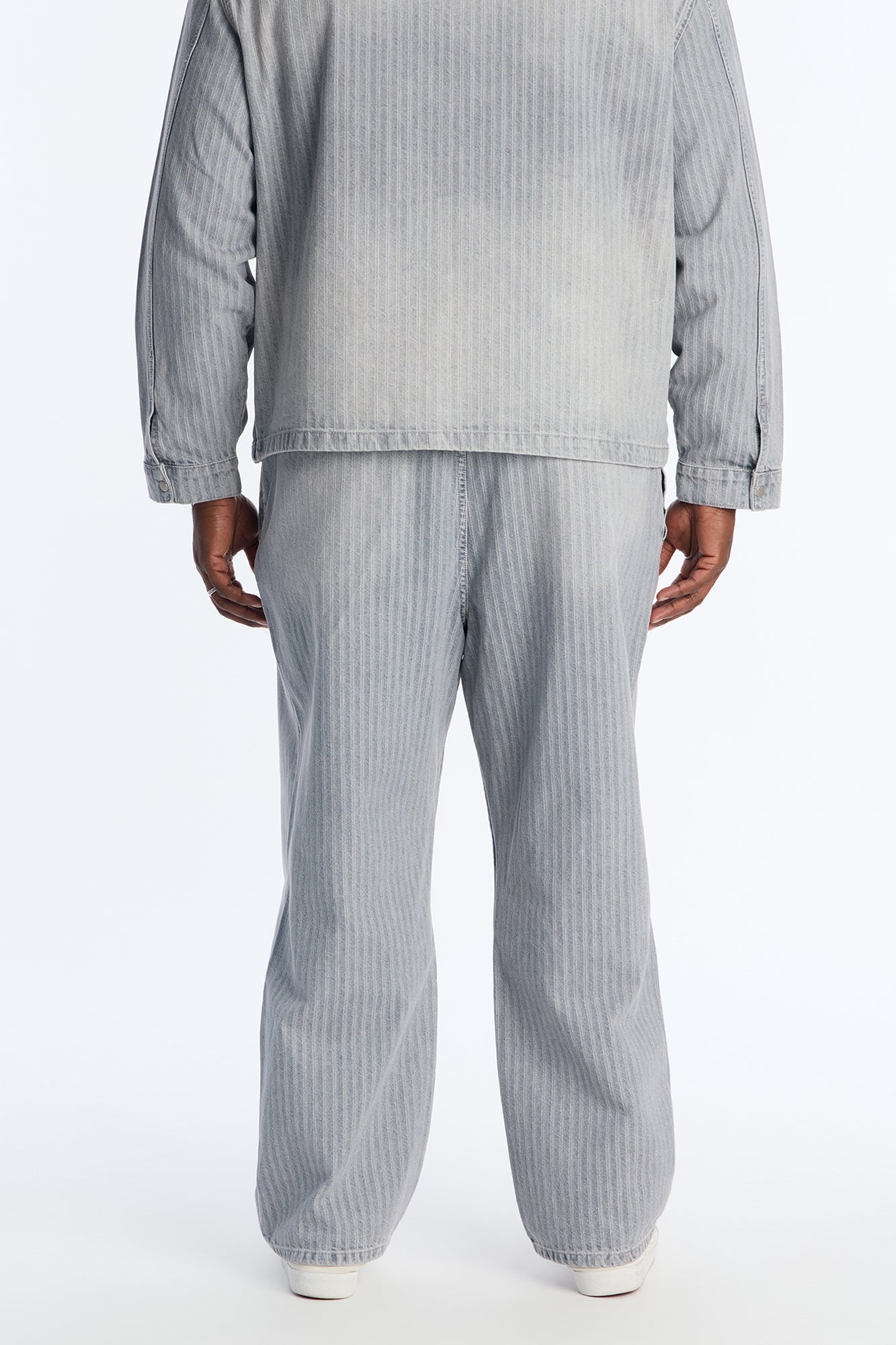 Baggy Subtle Stripe Jean - Grey Fashion Nova