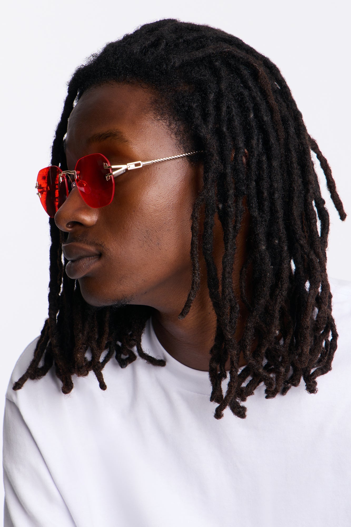 Oval Colored Lenses Metal Sunglasses - Gold/Red Fashion Nova