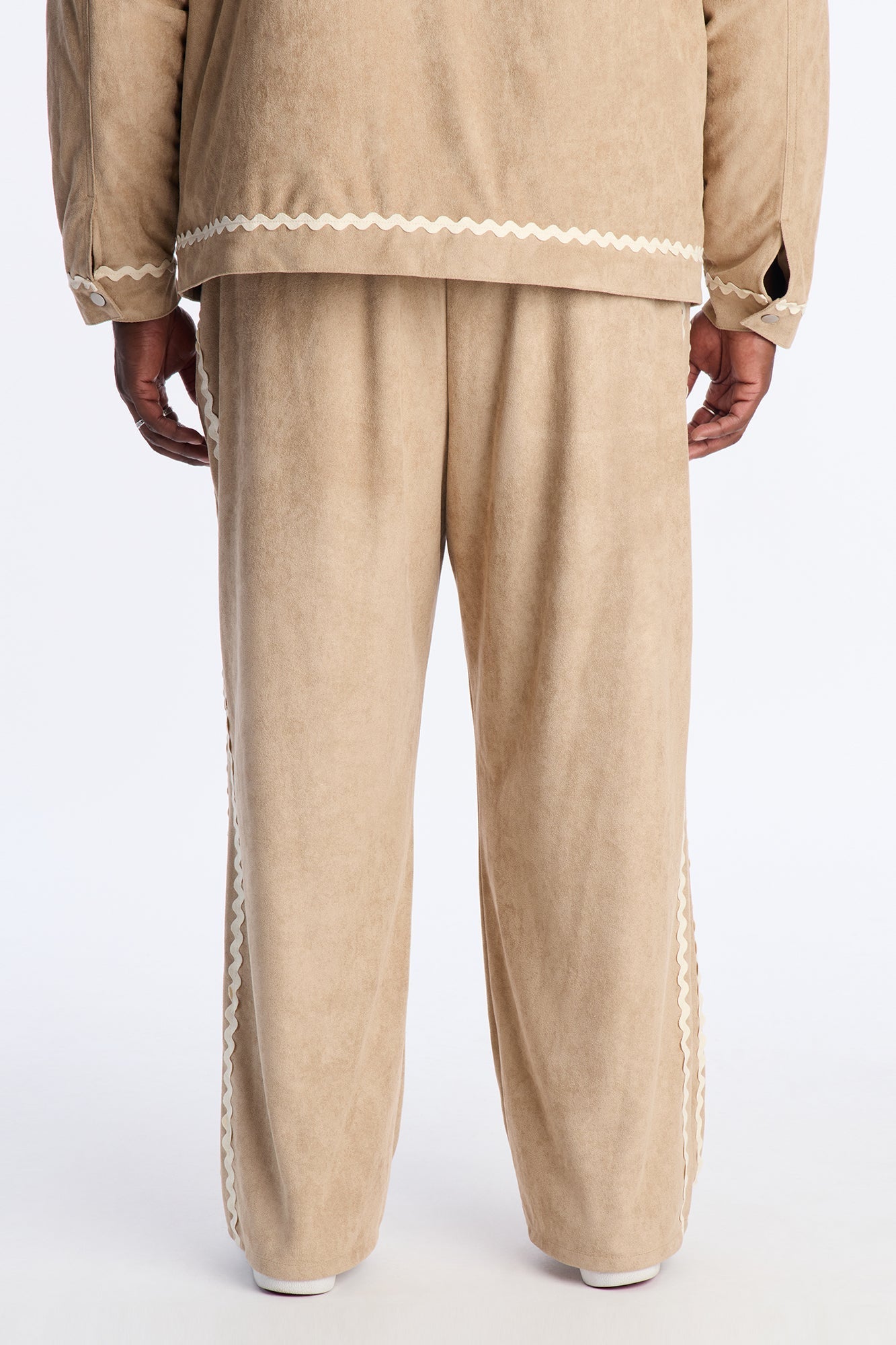 Baggy Stone Wash Story Contrast Suede Pant - Stone Fashion Nova