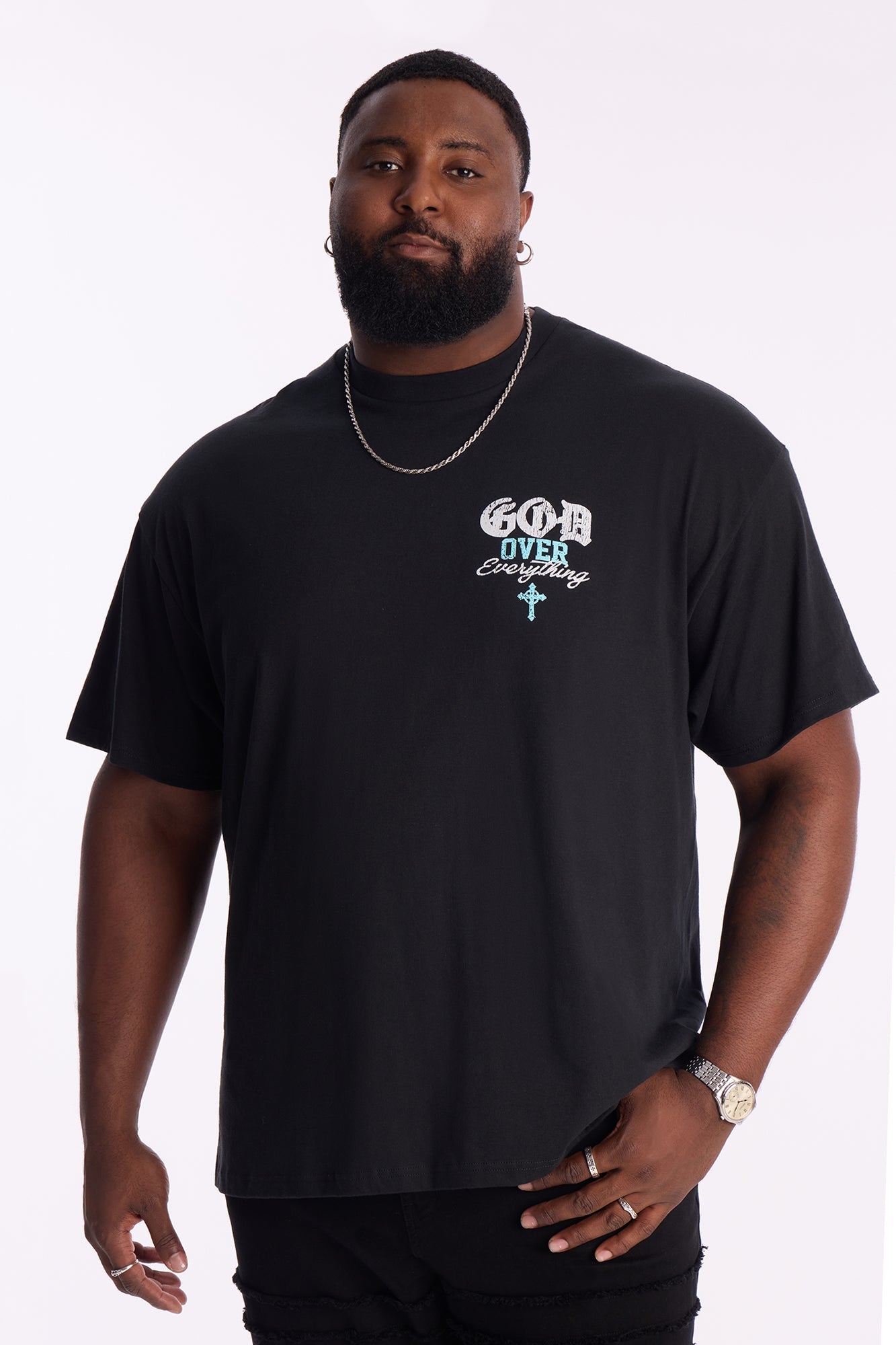 God Over Everything Short Sleeve Tee - Black Fashion Nova