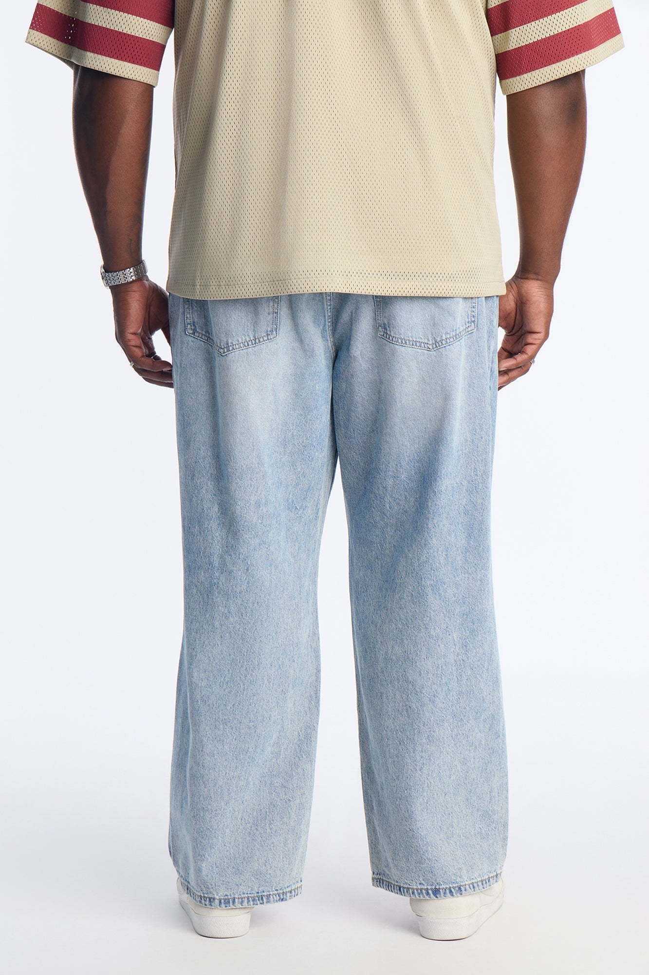 Baggy On The Grind Destroyed Jean - Light Blue Wash Fashion Nova