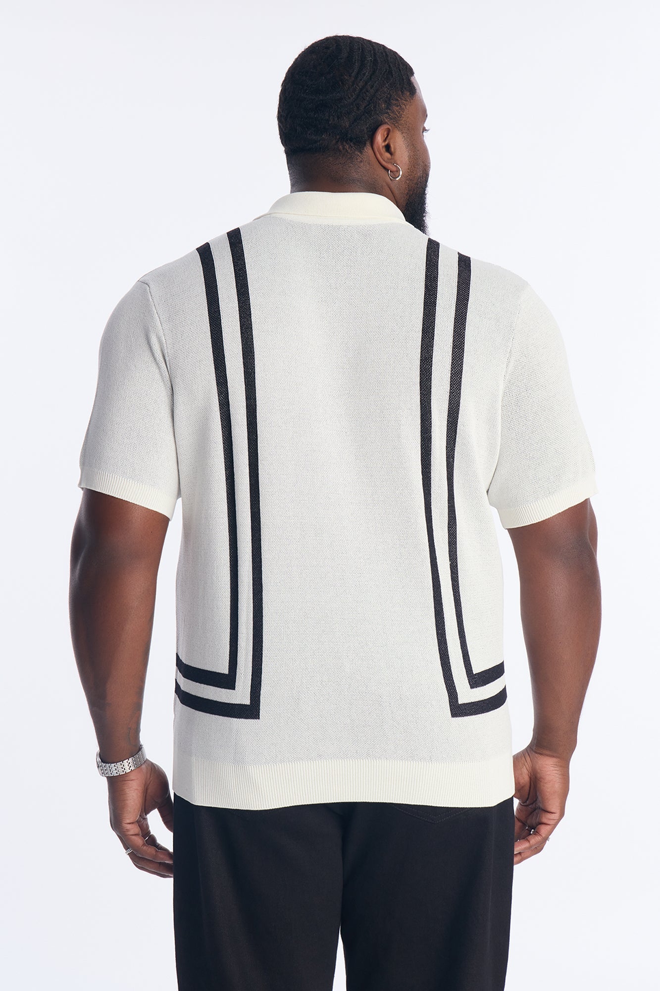 Seeing Lines Knit Johnny Collar Shirt - White Fashion Nova