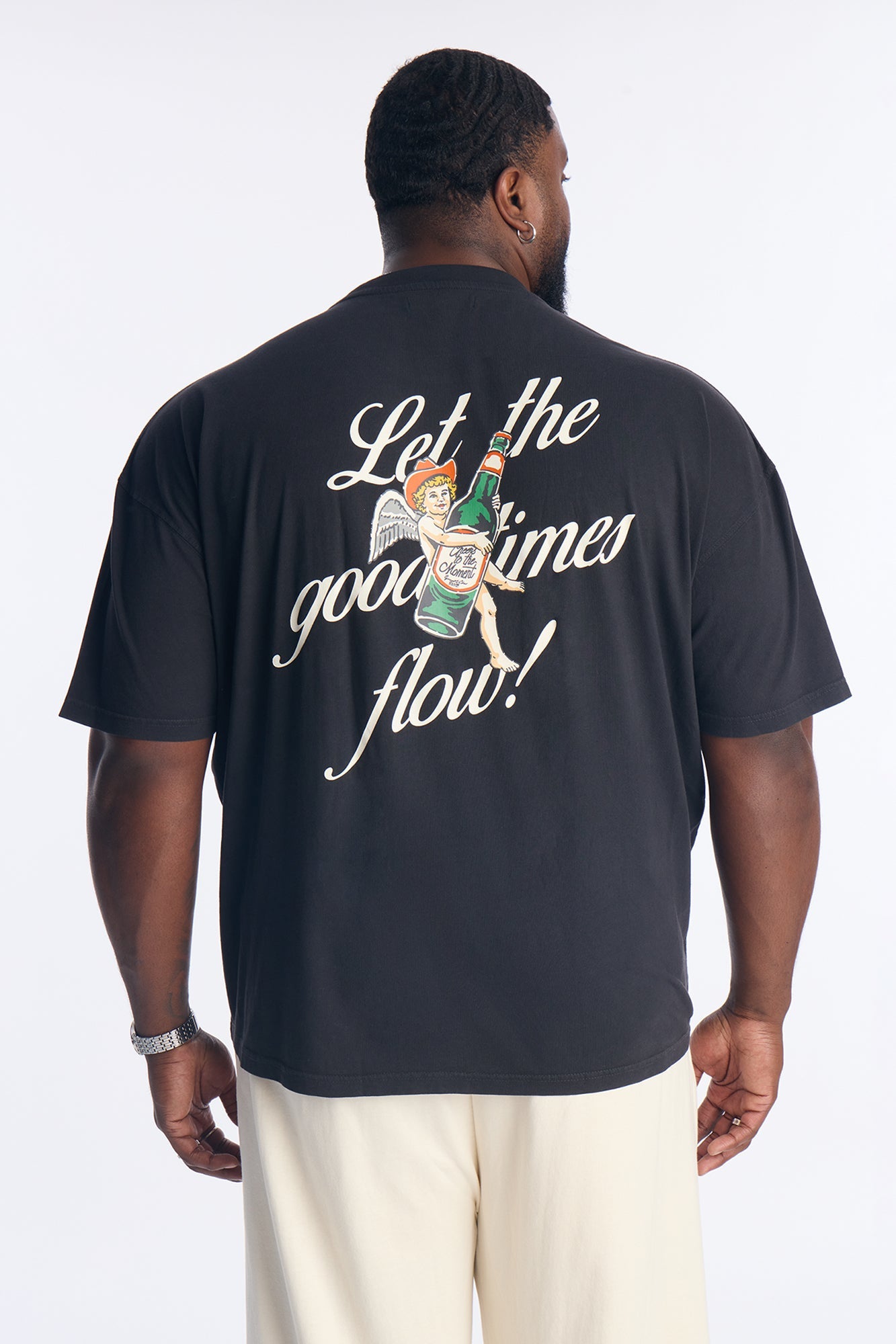 Let The Good Times Flow Oversized Short Sleeve Tee - Black Wash Fashion Nova