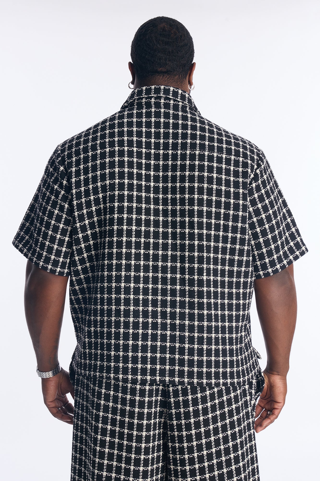 Relaxed Tweed Theory Button Up Shirt - Black Fashion Nova