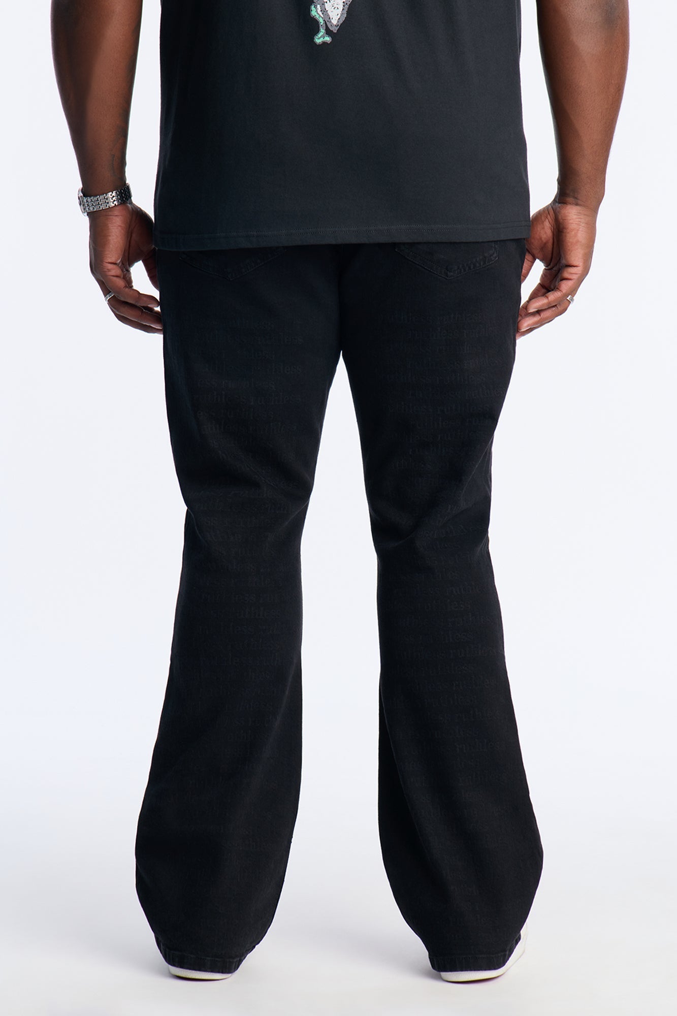 Stacked Skinny Flare Looking Closely Jean - Black Fashion Nova