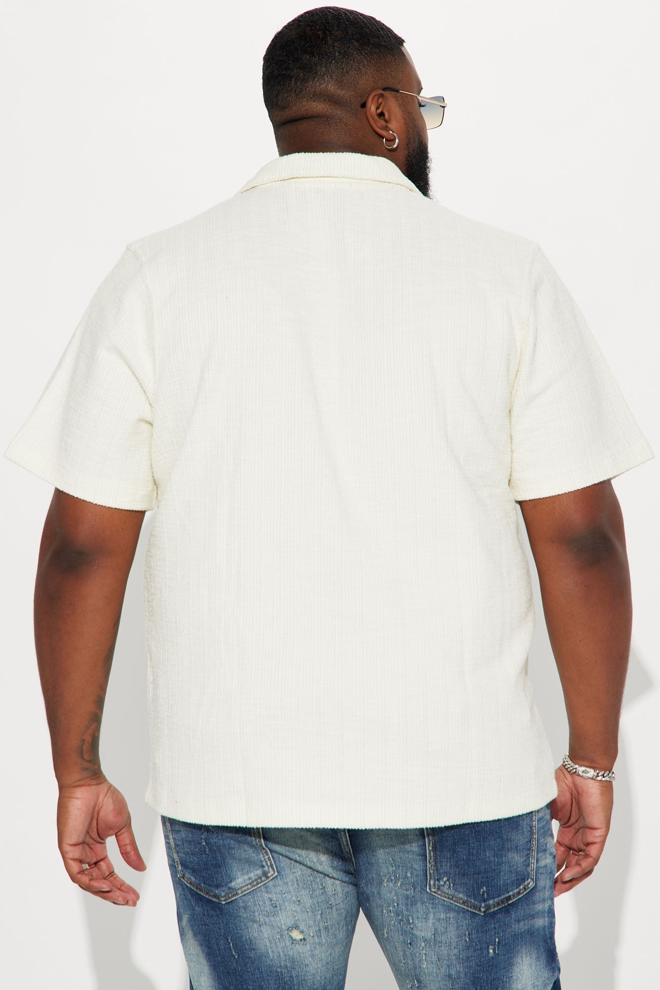 Dean Textured Short Sleeve Button Up Shirt - Cream Fashion Nova