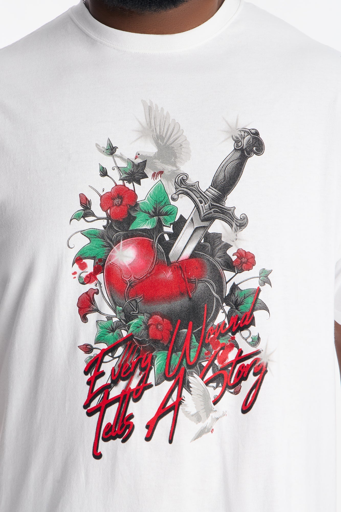Pierced Heart Short Sleeve Tee - White Fashion Nova