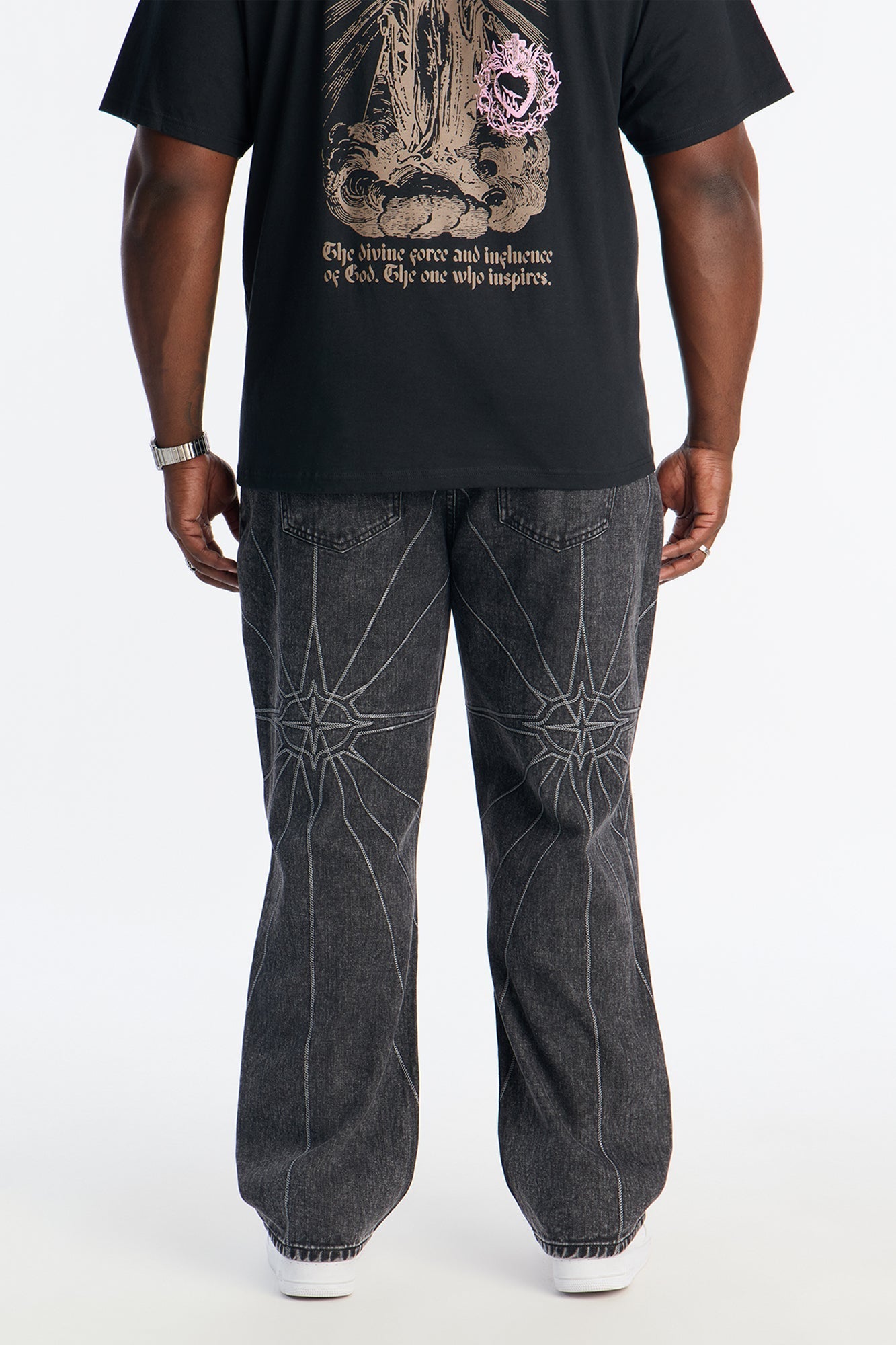 Straight Galaxy Star Jean - Black Fashion Nova