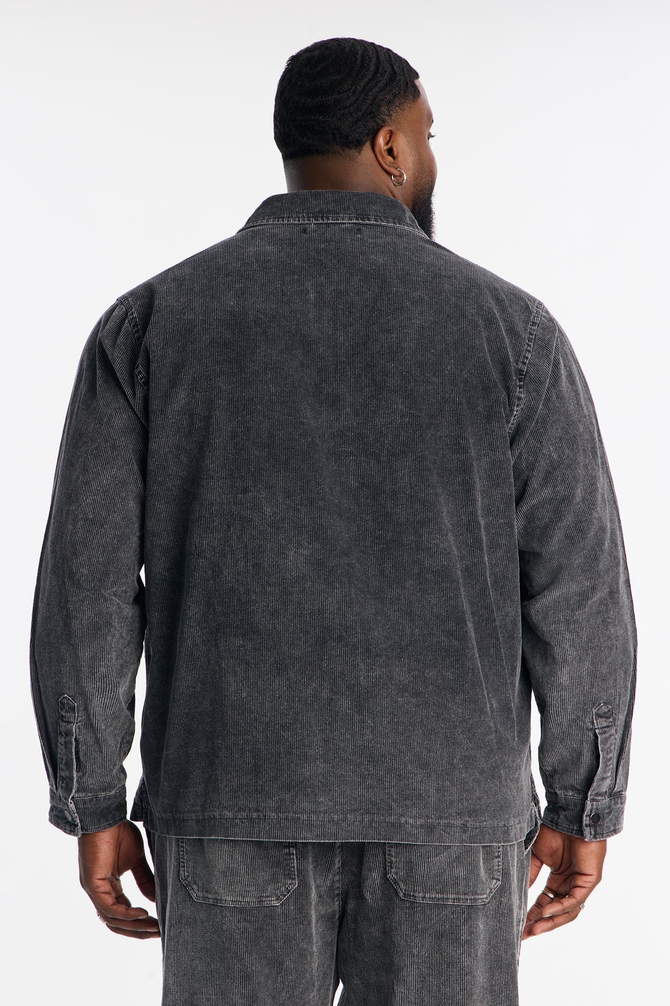 Chi Town Corduroy Button Up Shirt - Acid Wash Black Fashion Nova