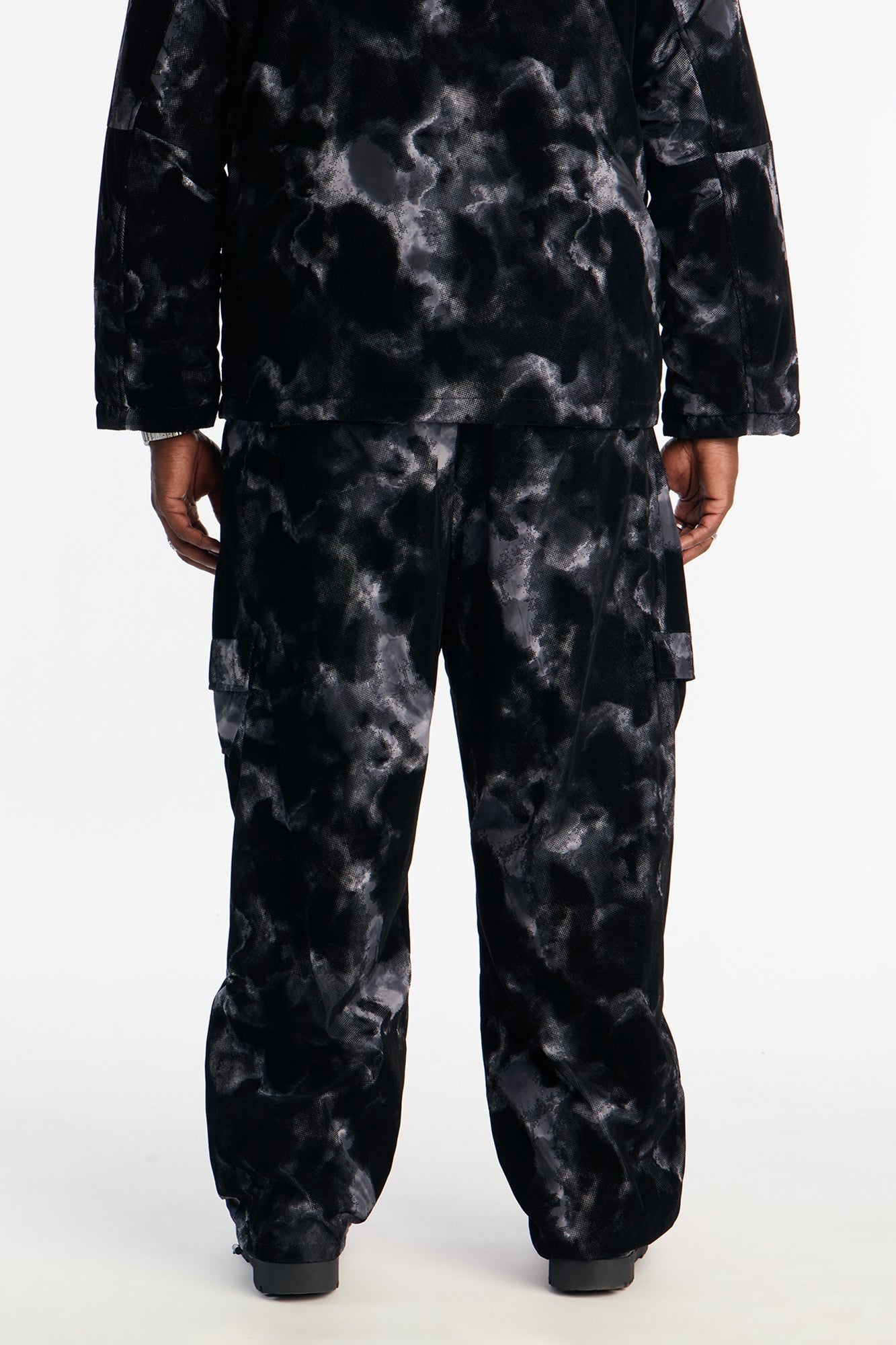 Baggy Flocked Marble Cargo Pant - Black Fashion Nova