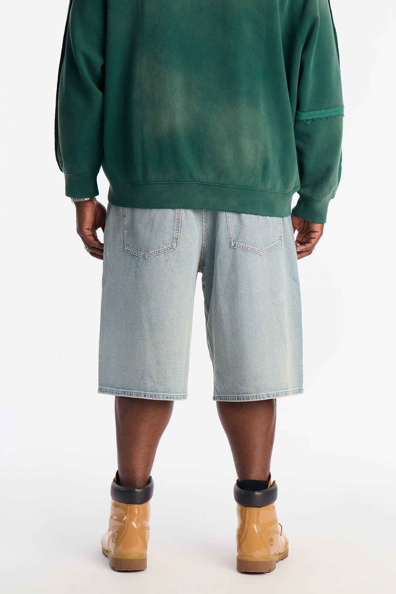 Baggy All Gem Denim Short - Light Blue Wash Fashion Nova