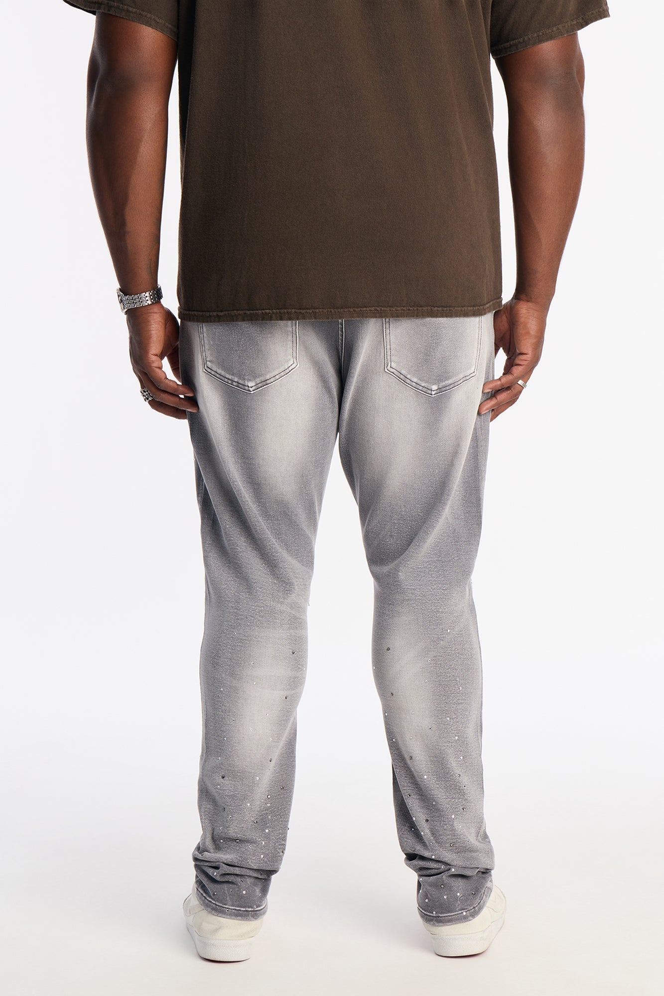 Stacked Skinny Froster Drip Jean - Grey Fashion Nova