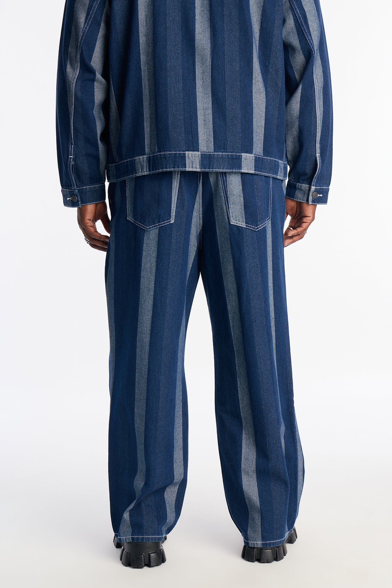Wide Leg Two Tone Stripe Jean - Dark Wash Fashion Nova