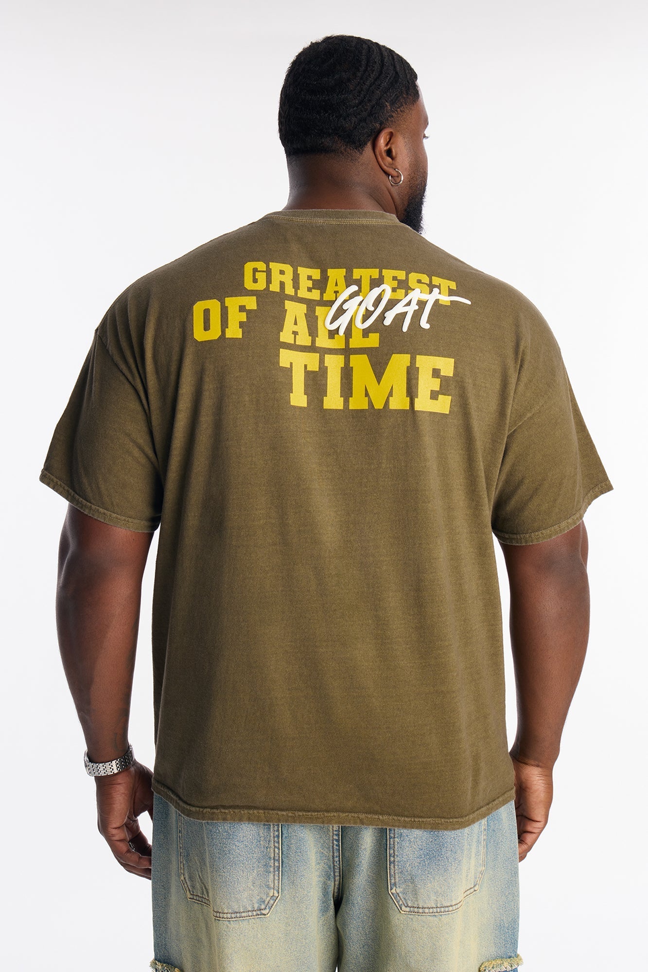 Oversized Muhammad Ali Greatest Of All Time Short Sleeve Tee - Olive Fashion Nova