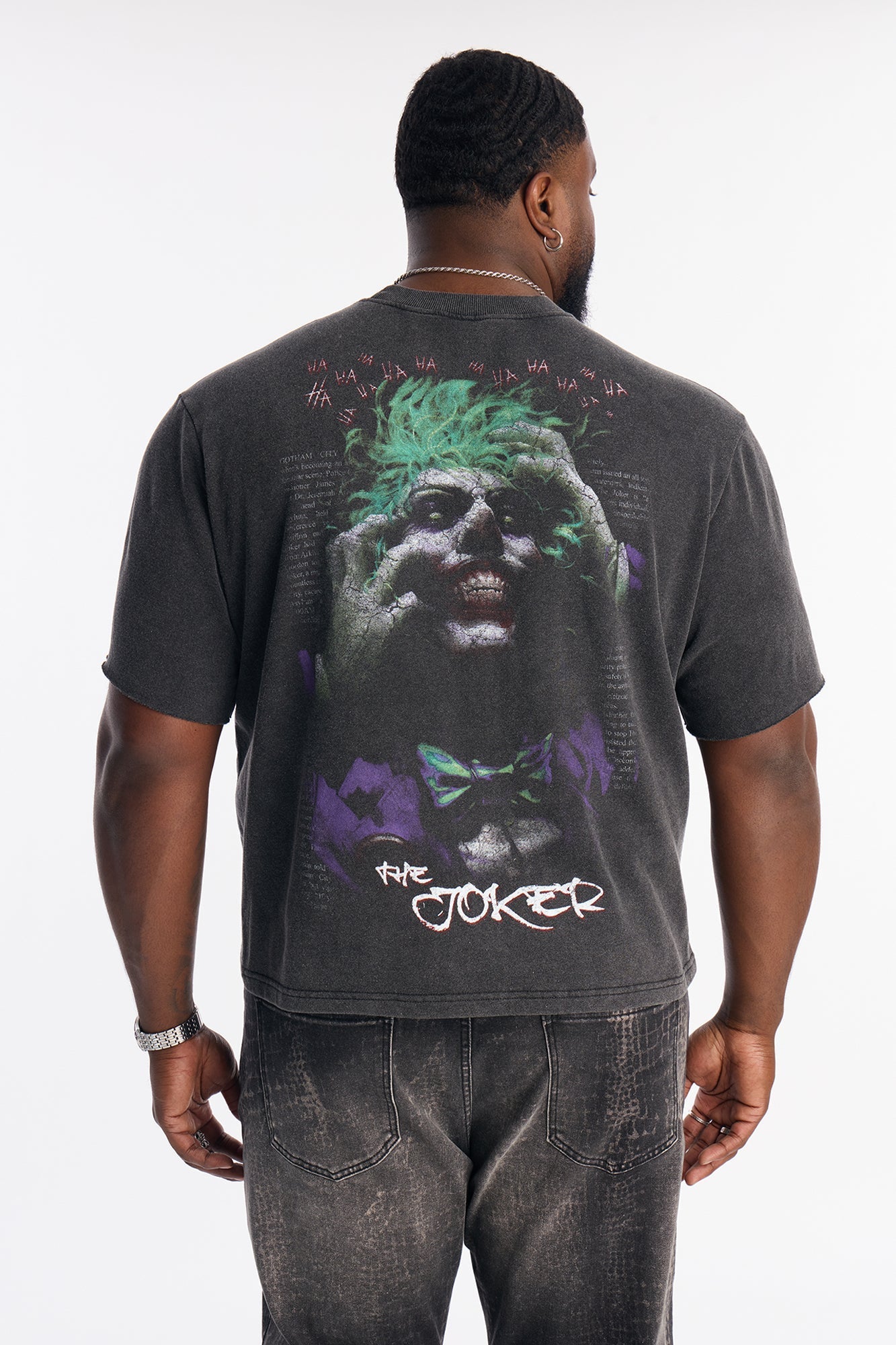 Oversized Joker Anarchy Short Sleeve Fleece Tee - Black Wash Fashion Nova