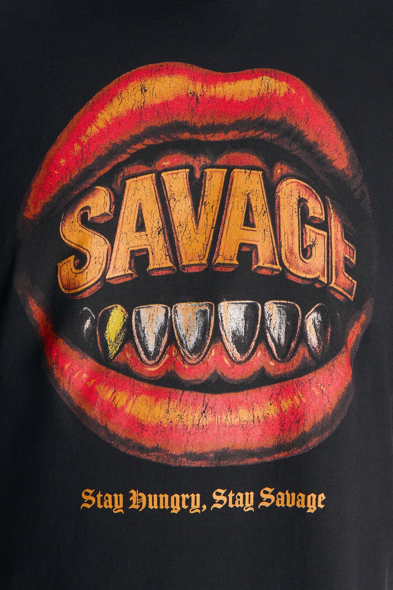 Stay Hungry Stay Savage Short Sleeve Tee - Black Fashion Nova