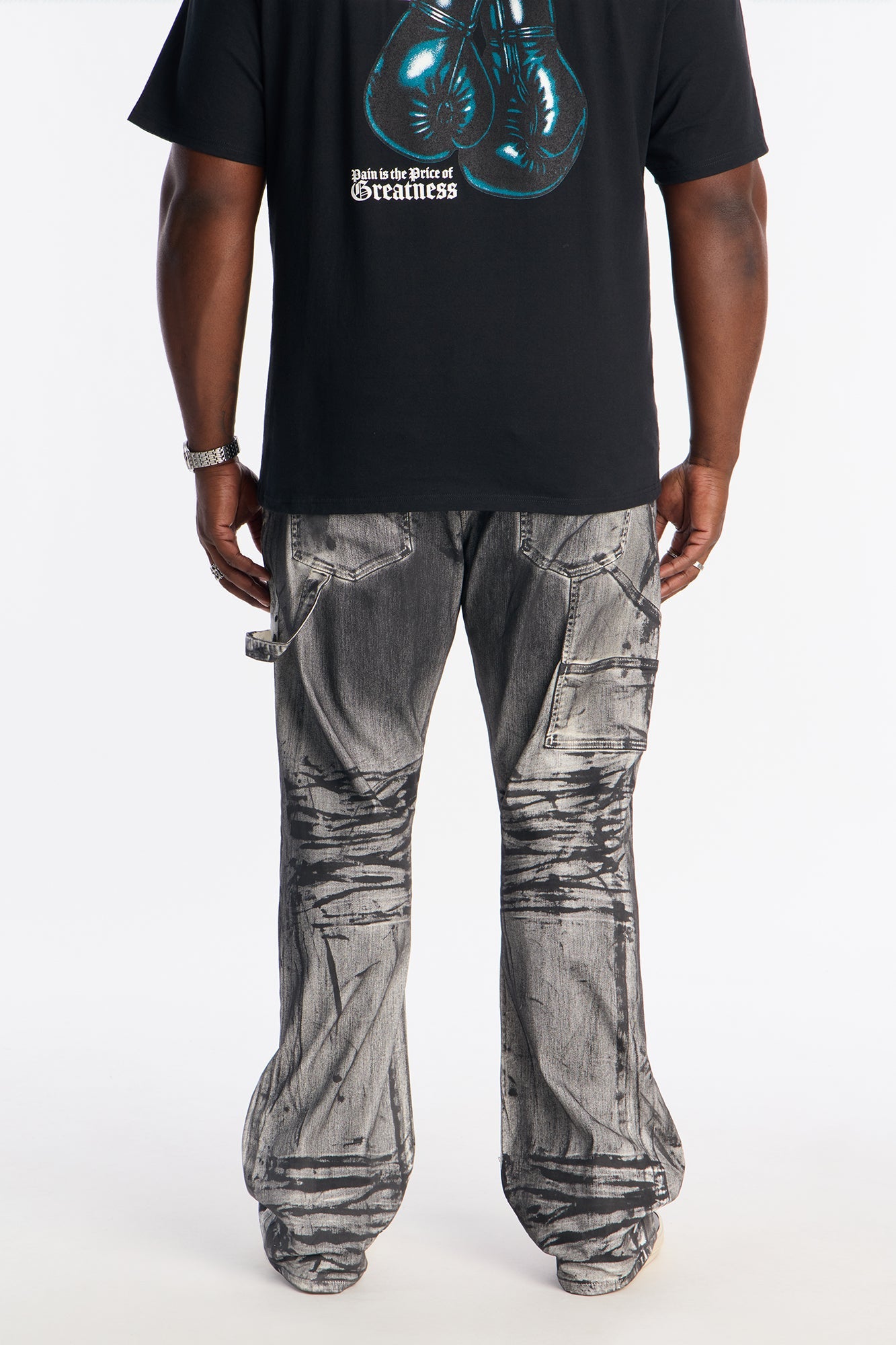 Stacked Skinny Flare Marble Vice Jean - Black/White Fashion Nova