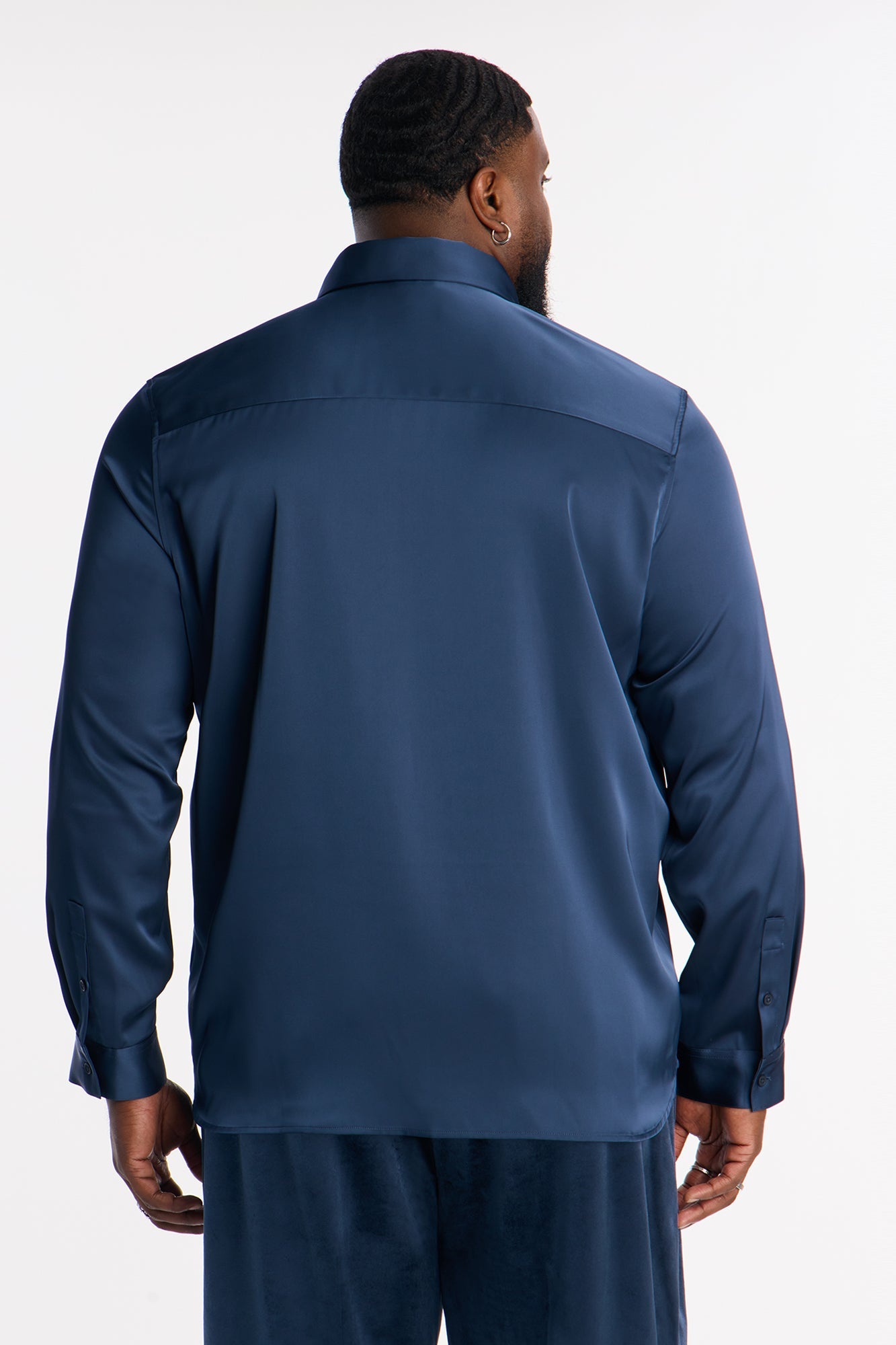 Luxe Easy Flow Button Up Shirt - Navy Fashion Nova