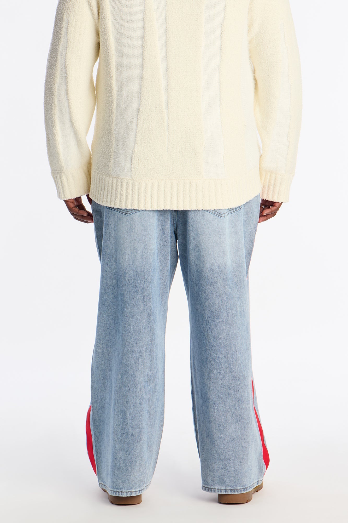 Baggy Wide Leg Tuxedo Stripe Jean - Light Blue Wash Fashion Nova