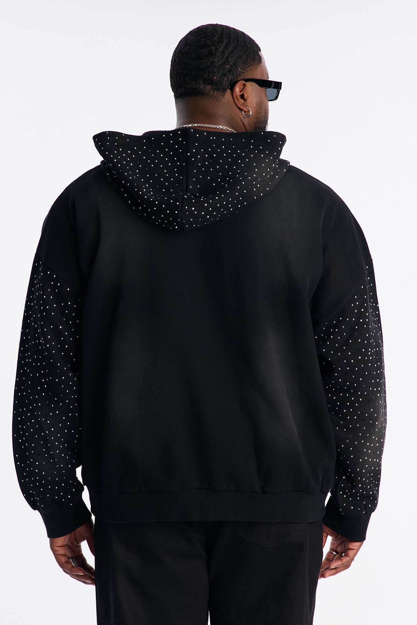 City Code Embellished Zip Up Hoodie - Black Fashion Nova