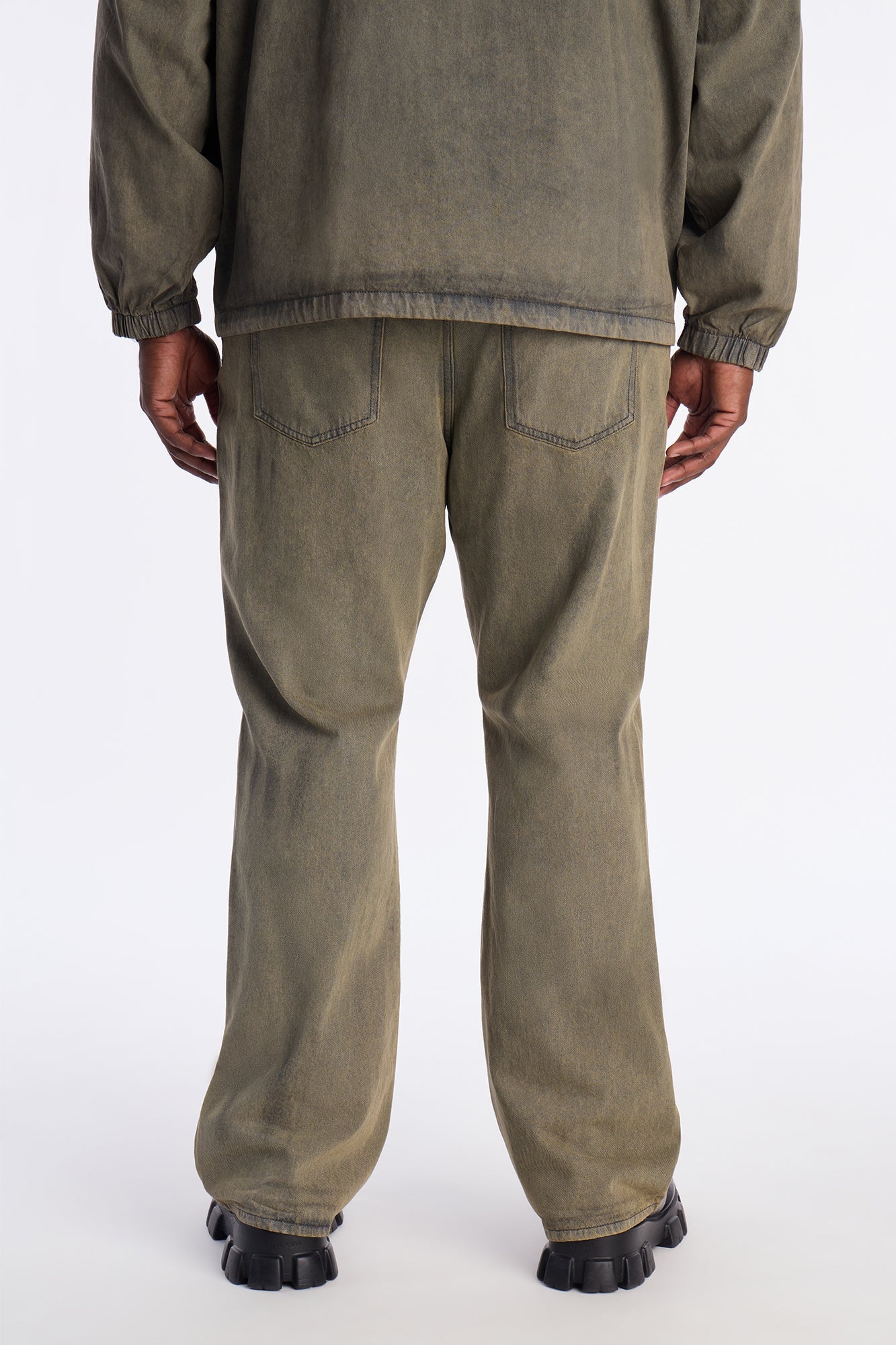 Stacked Slim Flare Dune Jean - Olive Fashion Nova