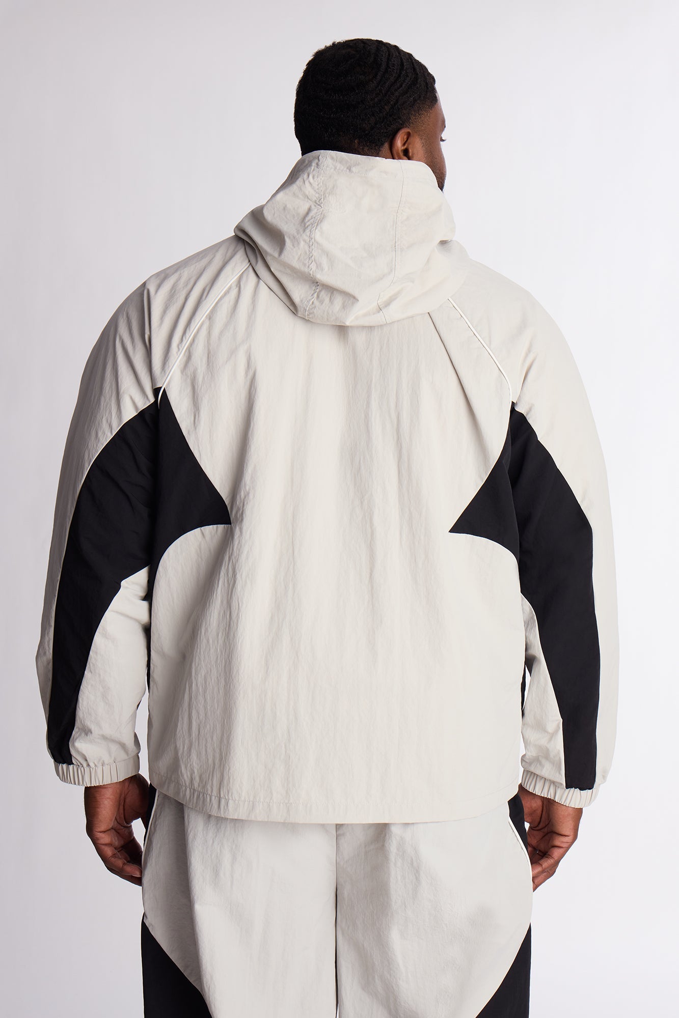 Relaxed Aura Coded Hooded Track Jacket - Silver Fashion Nova
