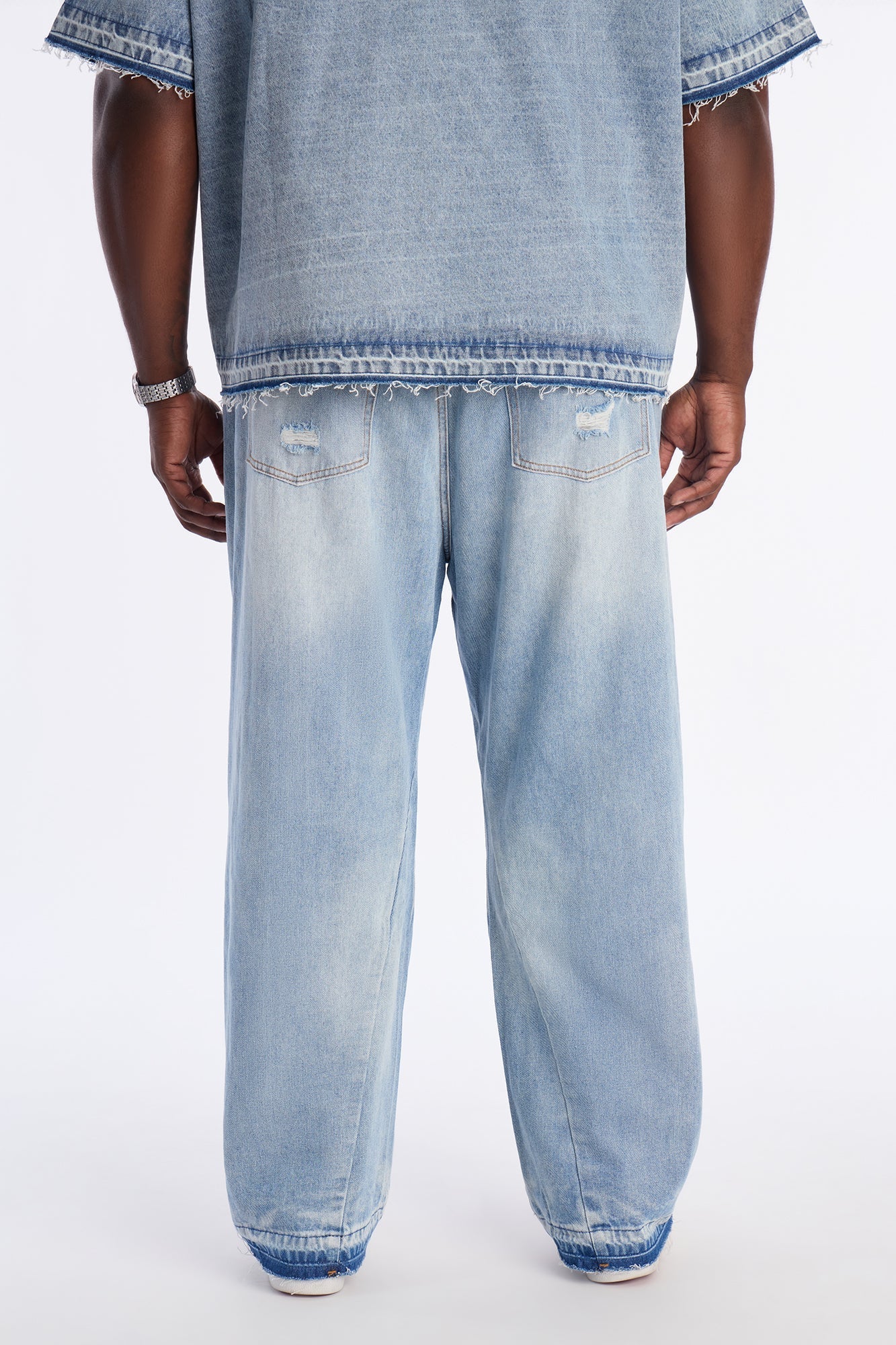 Baggy Coastal Applique Jean - Light Blue Wash Fashion Nova