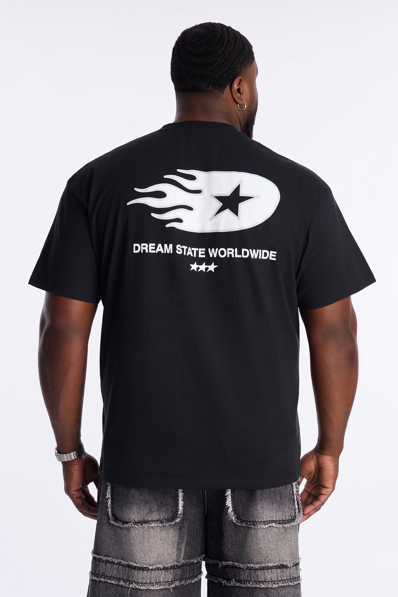 Dream State Worldwide Short Sleeve Tee - Black Fashion Nova