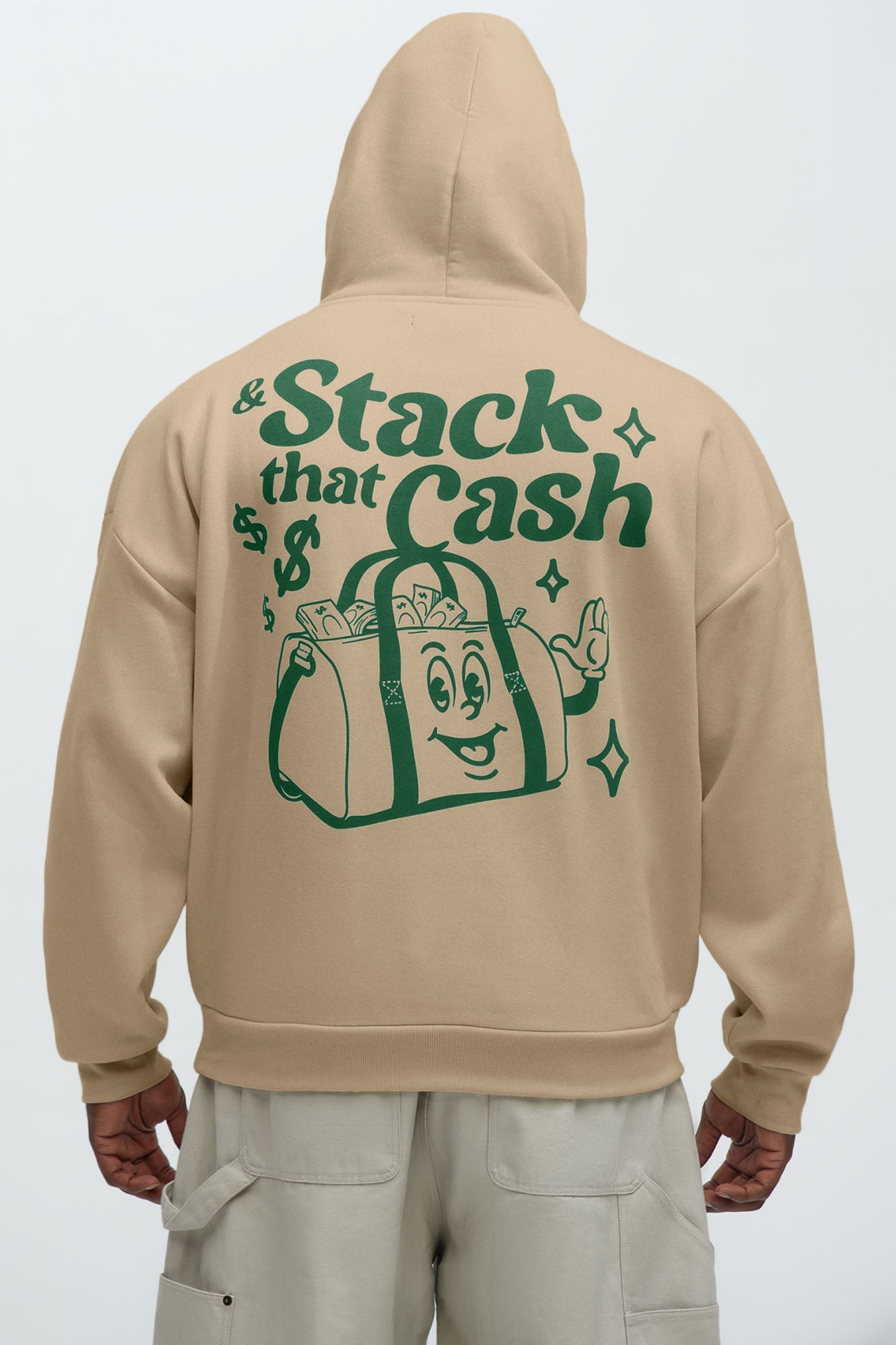 Stack That Cash Hoodie - Tan Fashion Nova