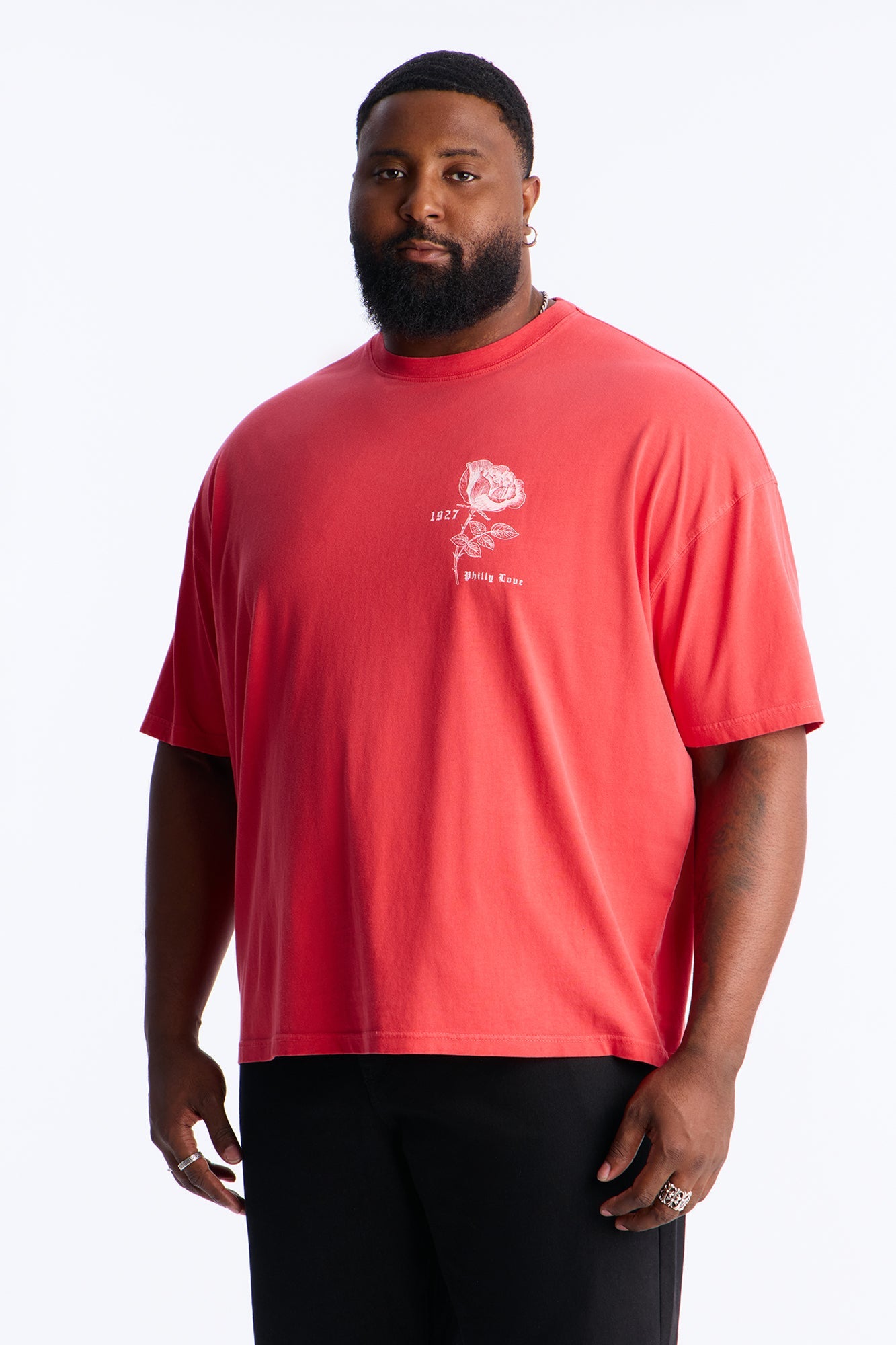 Philly Rose Oversized Short Sleeve Tee - Red Fashion Nova