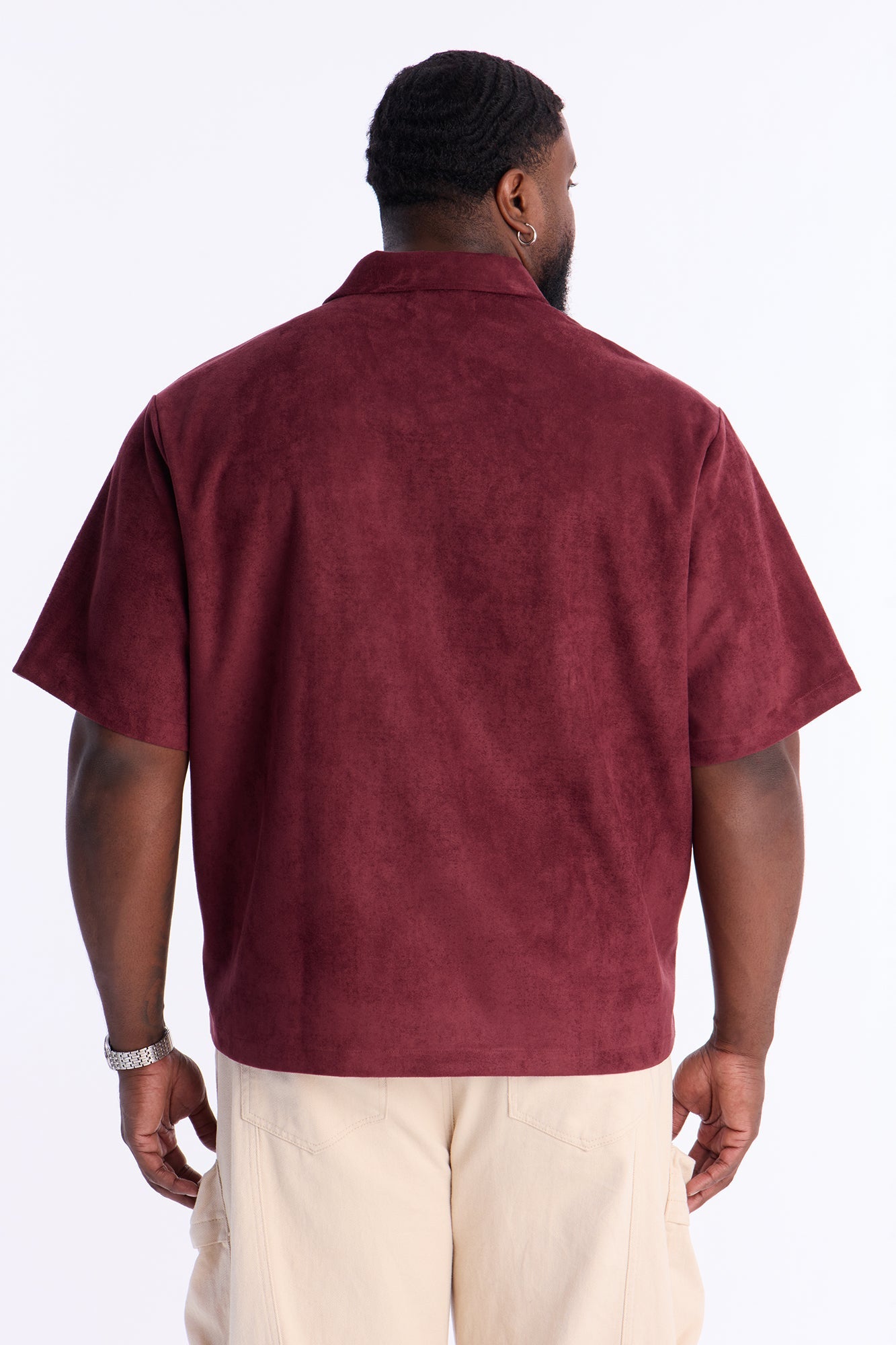 Relaxed Brushed Double Pocket Button Up Shirt - Burgundy Fashion Nova