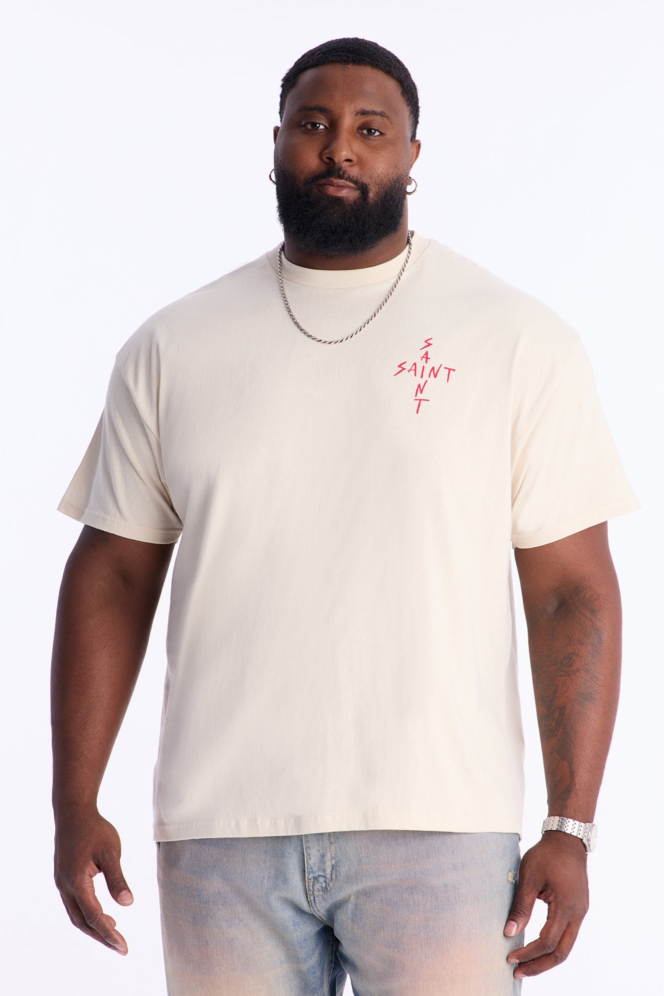 Cross Saint Short Sleeve Tee - Cream Fashion Nova
