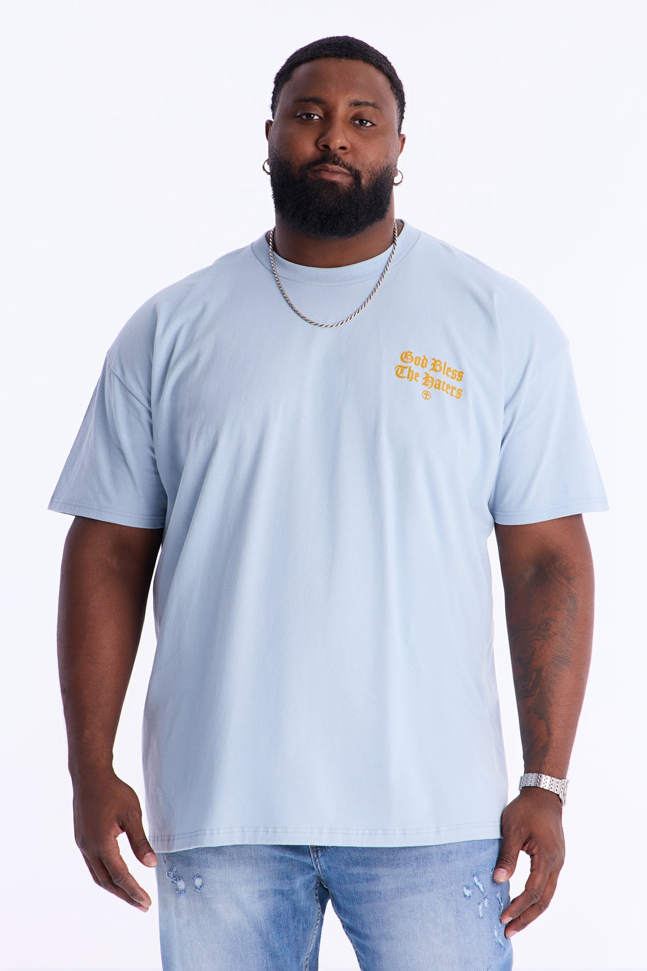God Bless Whoever Hating On Me Short Sleeve Tee - Light Blue Fashion Nova