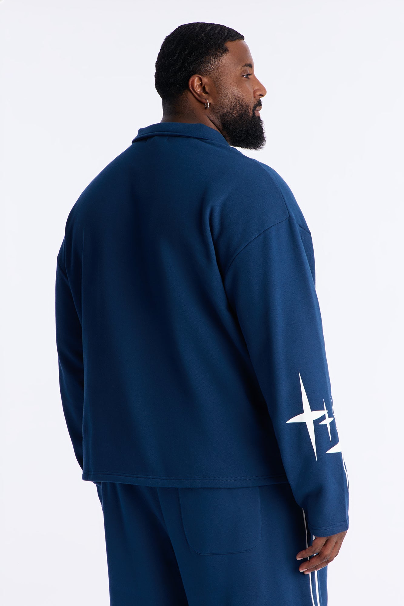 No Limits Long Sleeve Fleece Polo - Navy Fashion Nova