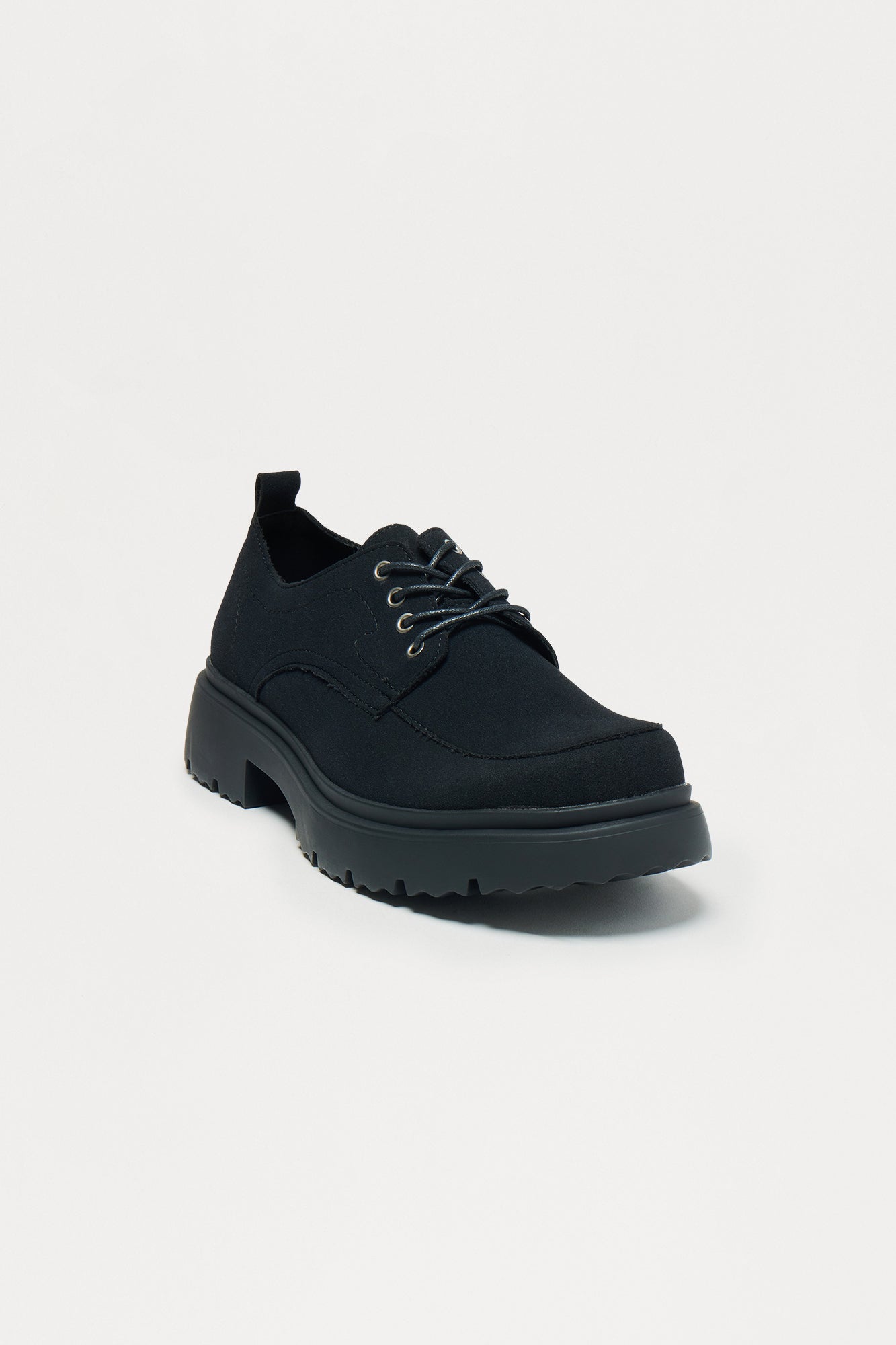 Textured Chunky Lace Up Shoes - Black Fashion Nova